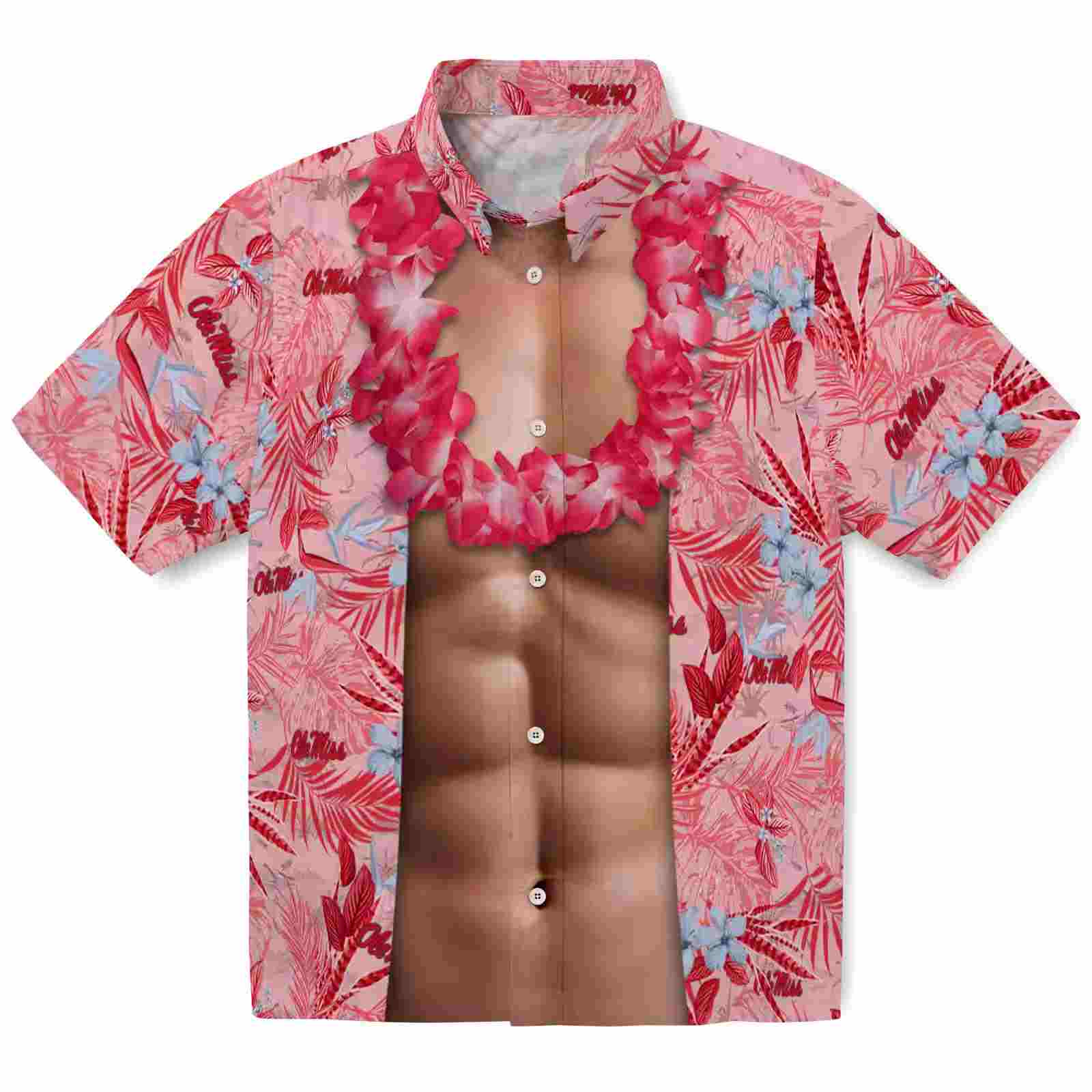 Ole Miss Rebels Chest Illusion Red Hawaiian Shirt