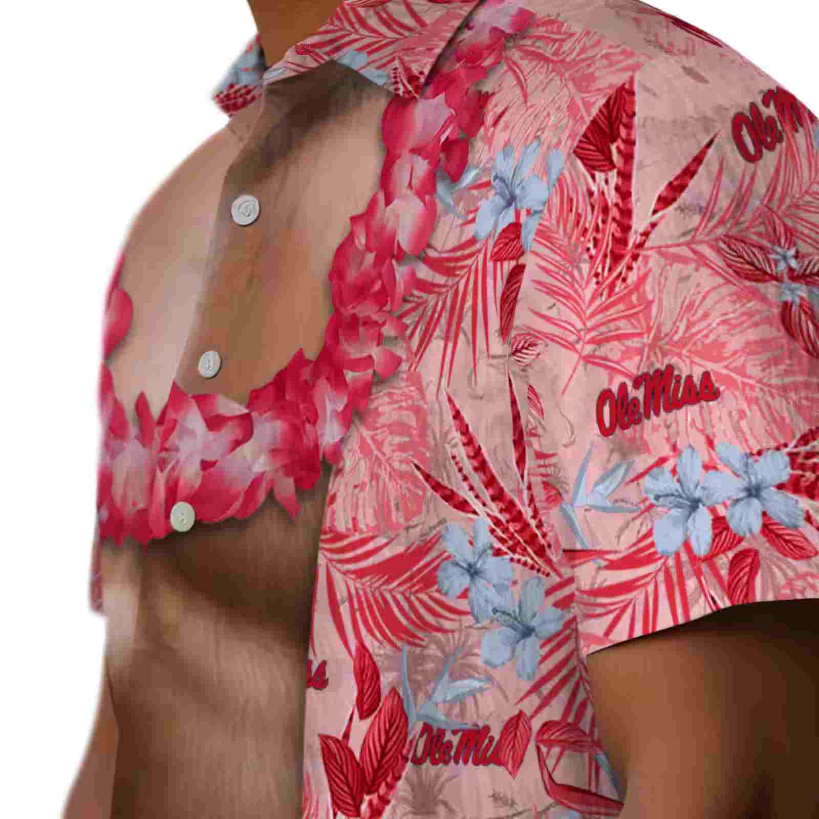 ole miss rebels chest illusion red hawaiian shirt trendy