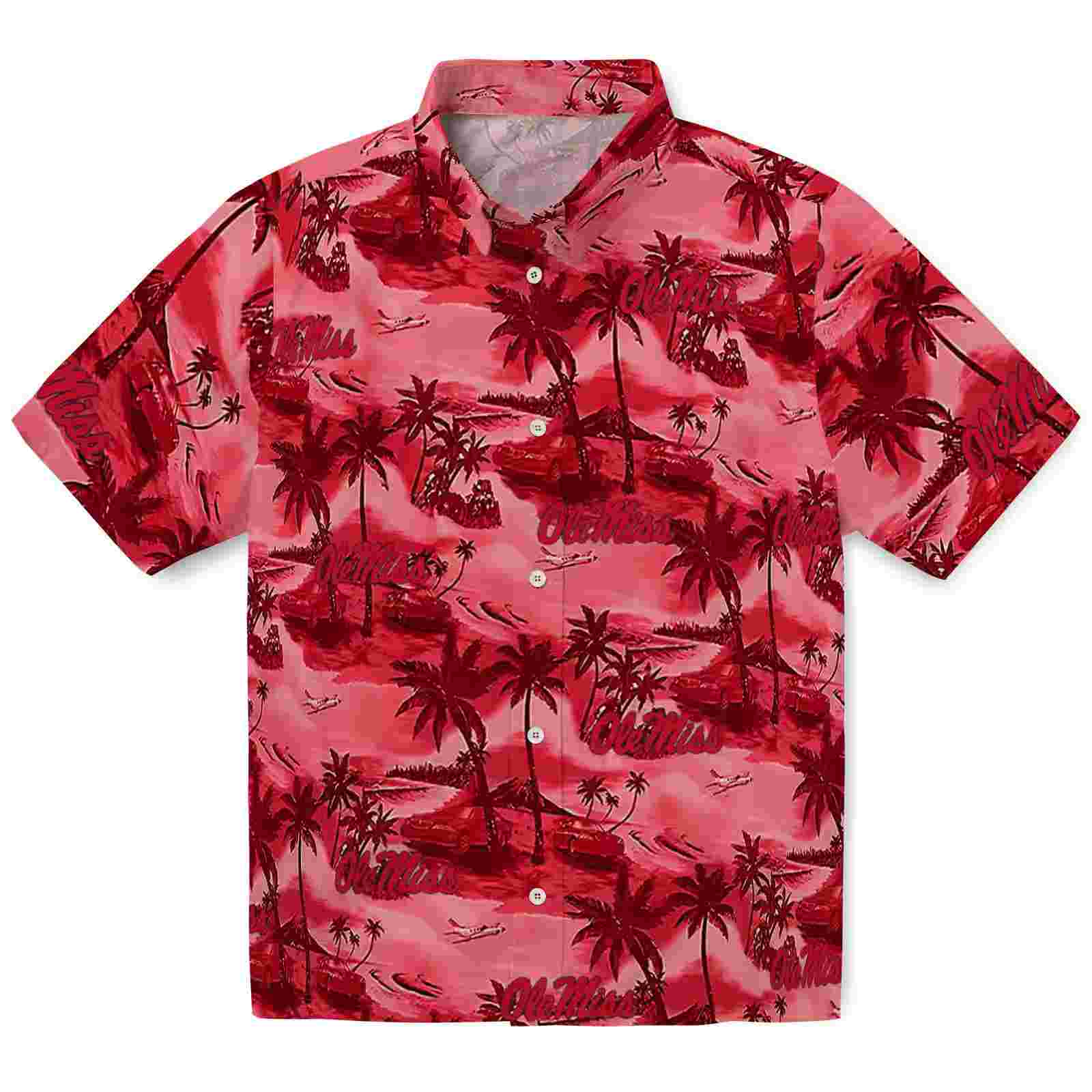 Ole Miss Rebels Coastal Palms Red Hawaiian Shirt