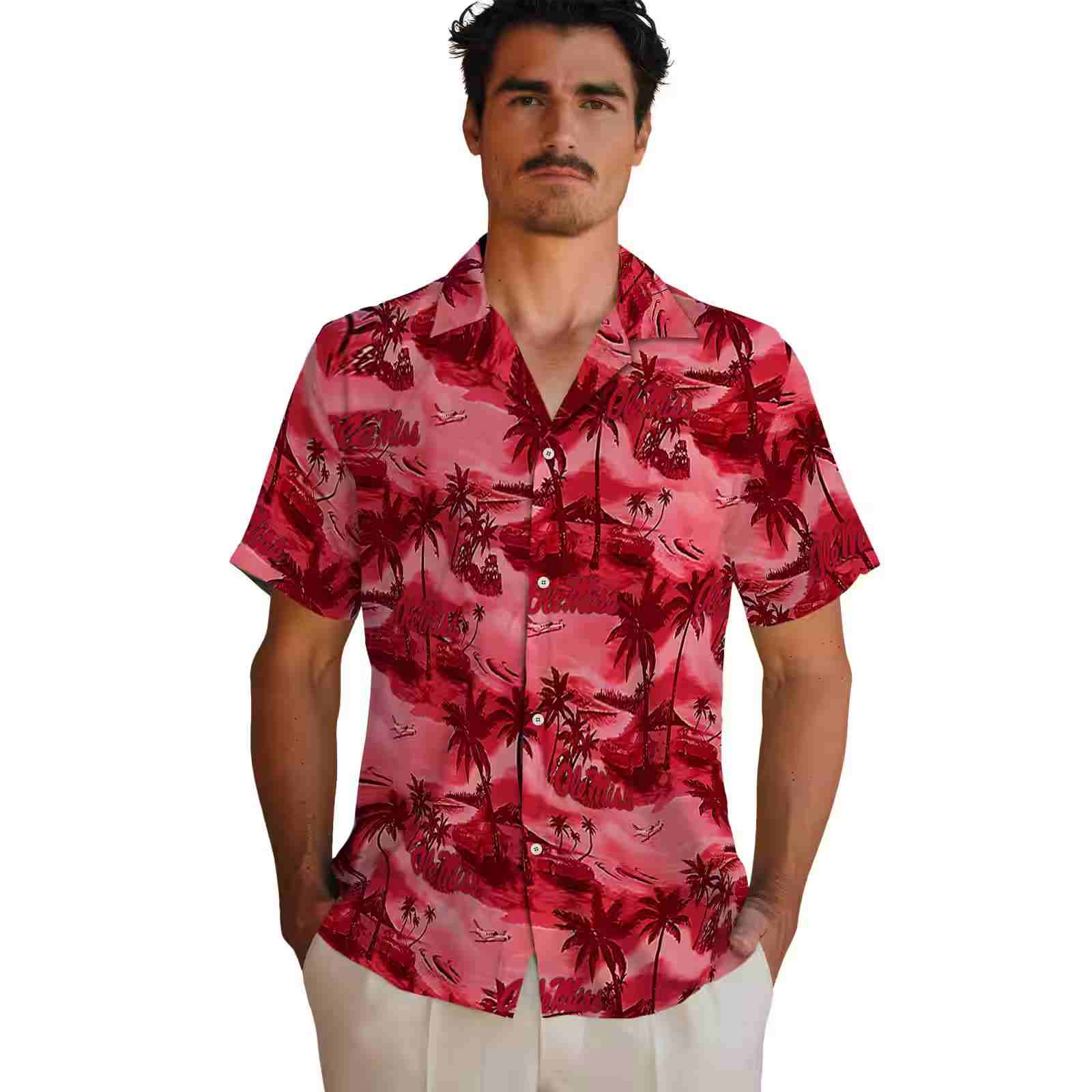 ole miss rebels coastal palms red hawaiian shirt fashion forward