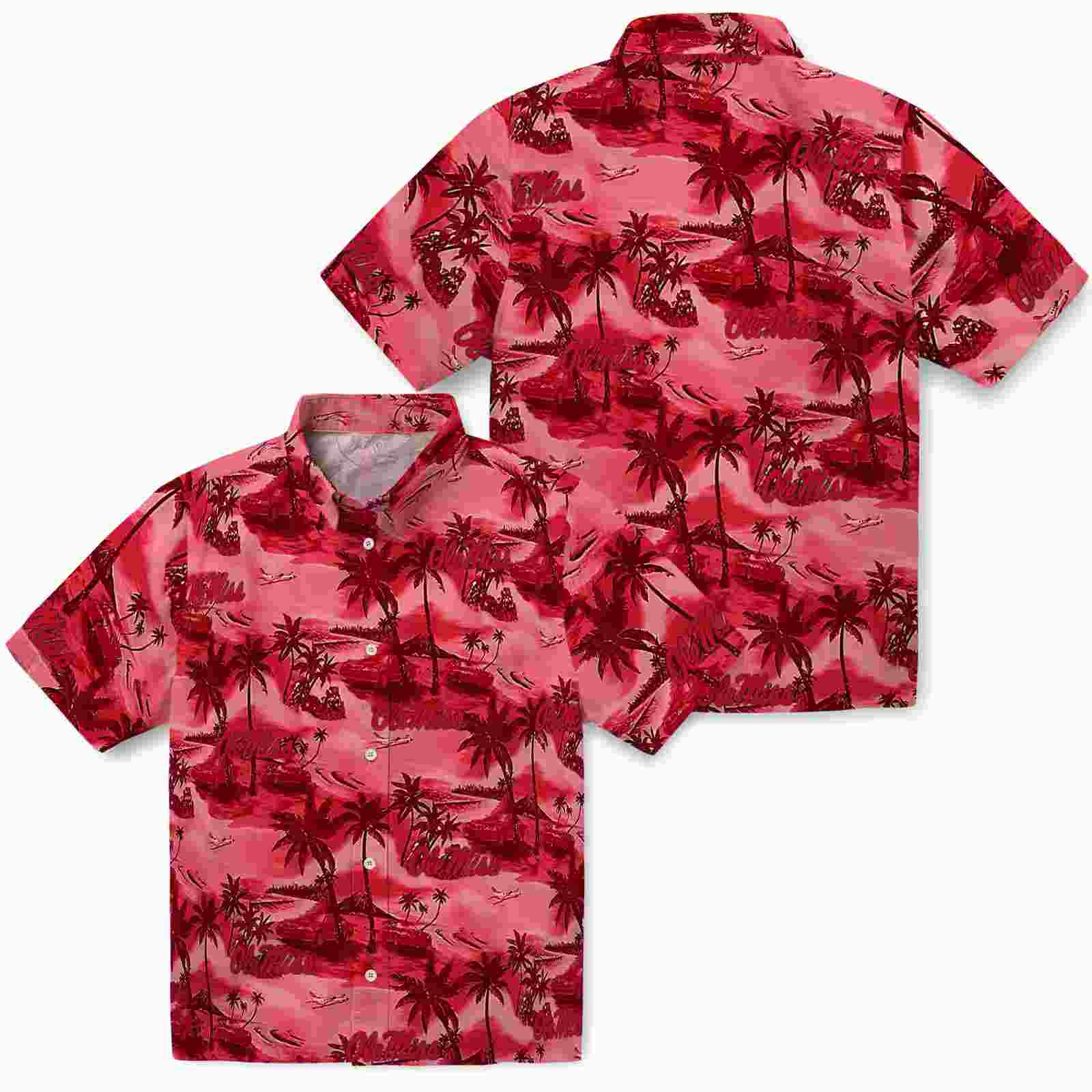 ole miss rebels coastal palms red hawaiian shirt high quality