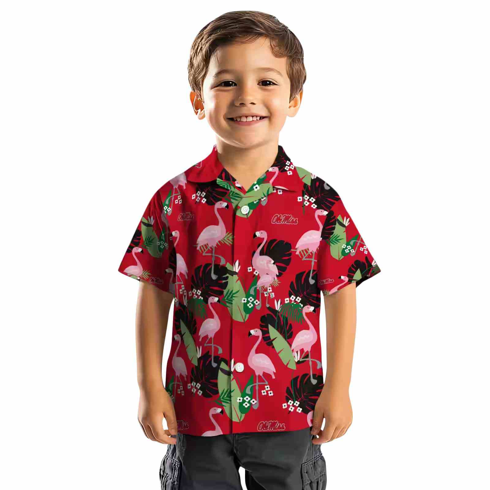 ole miss rebels flamingo leaf motif red hawaiian shirt top rated