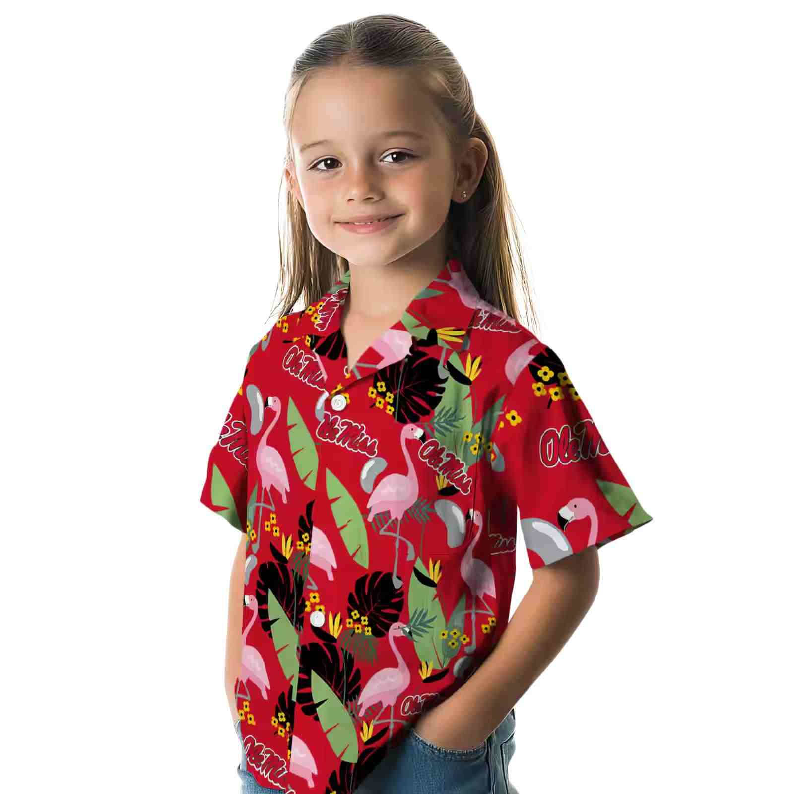 ole miss rebels flamingo leaves red hawaiian shirt premium grade