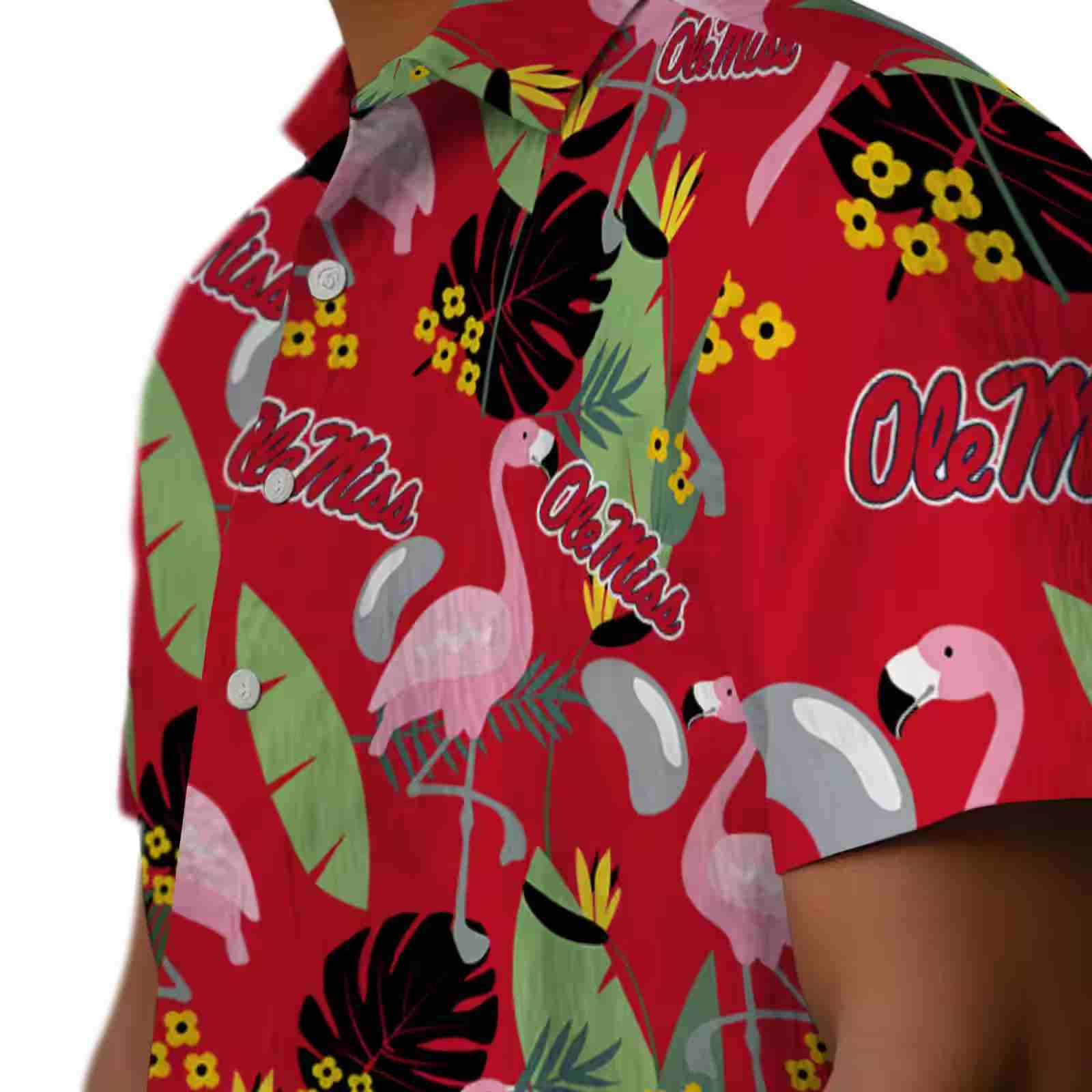 ole miss rebels flamingo leaves red hawaiian shirt trendy