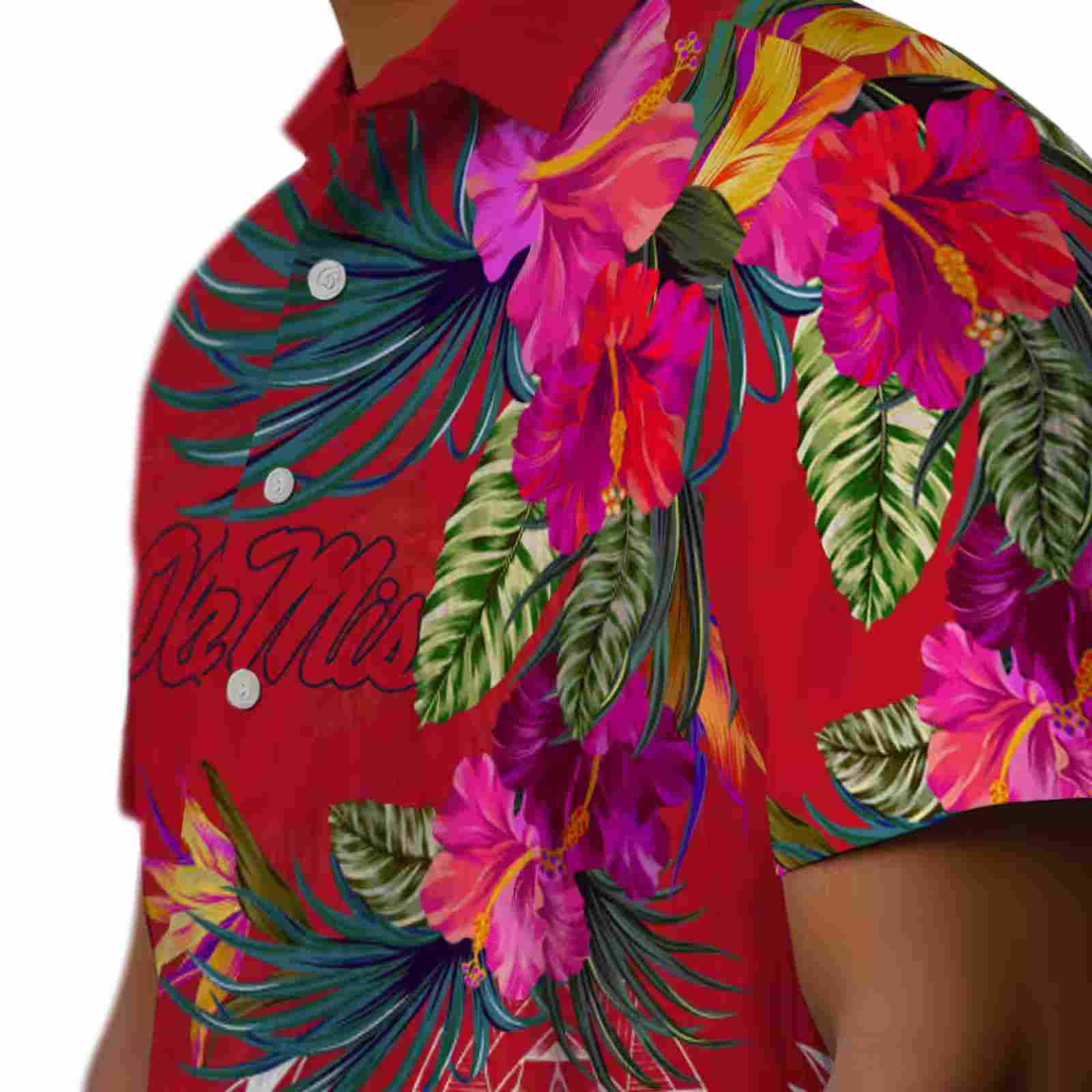 ole miss rebels floral polynesian red hawaiian shirt trendy