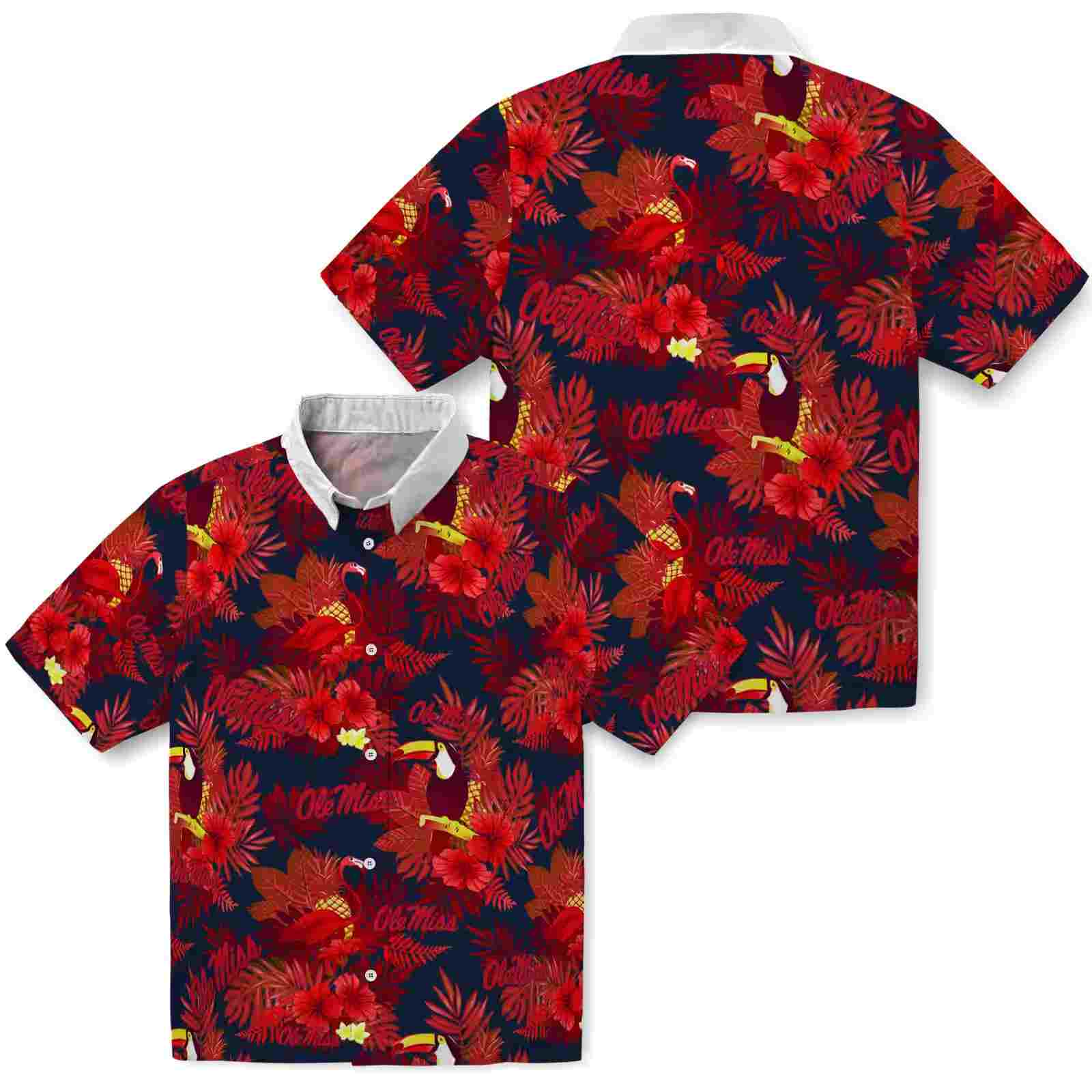 ole miss rebels floral toucan red hawaiian shirt high quality