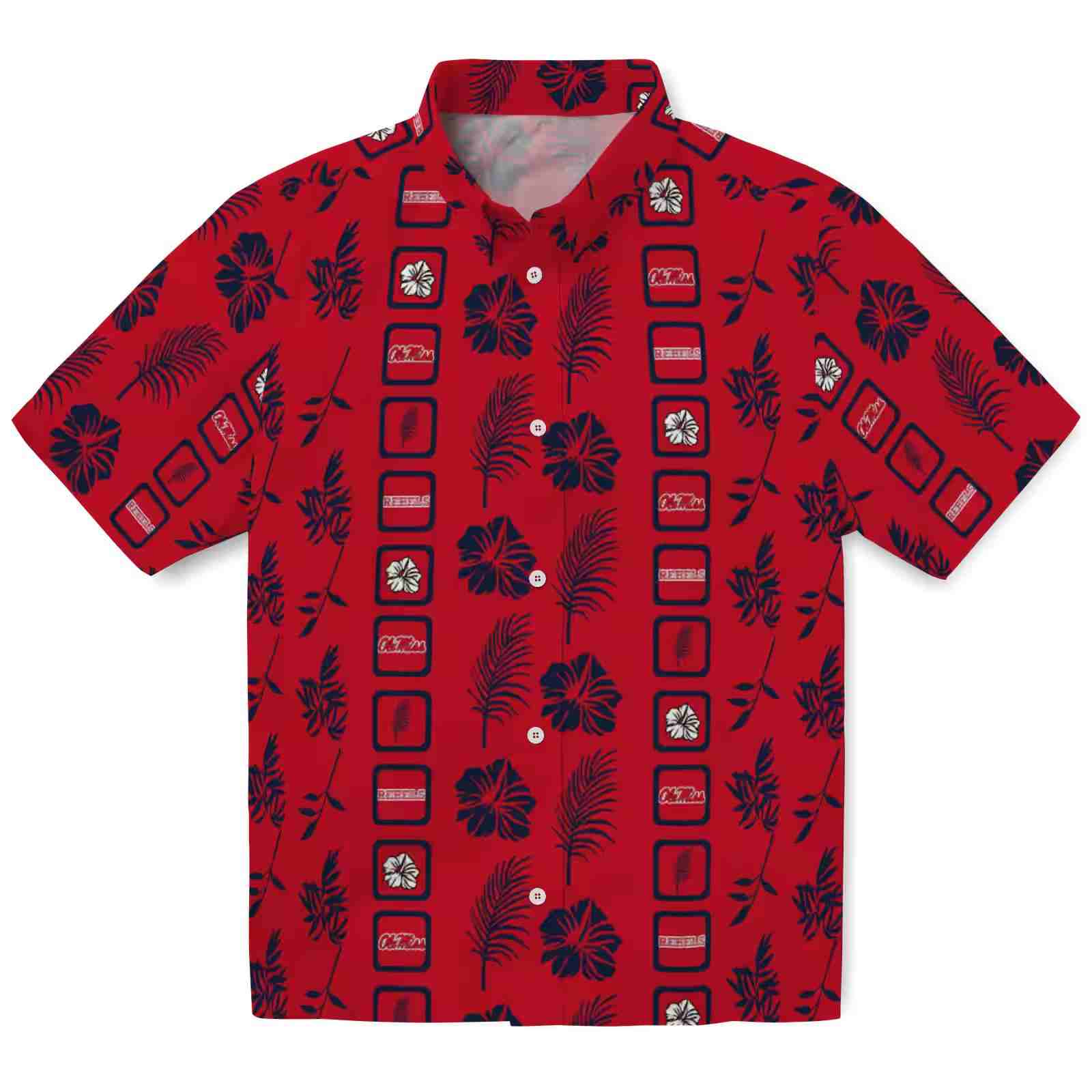 Ole Miss Rebels Framed Floral Red Hawaiian Shirt