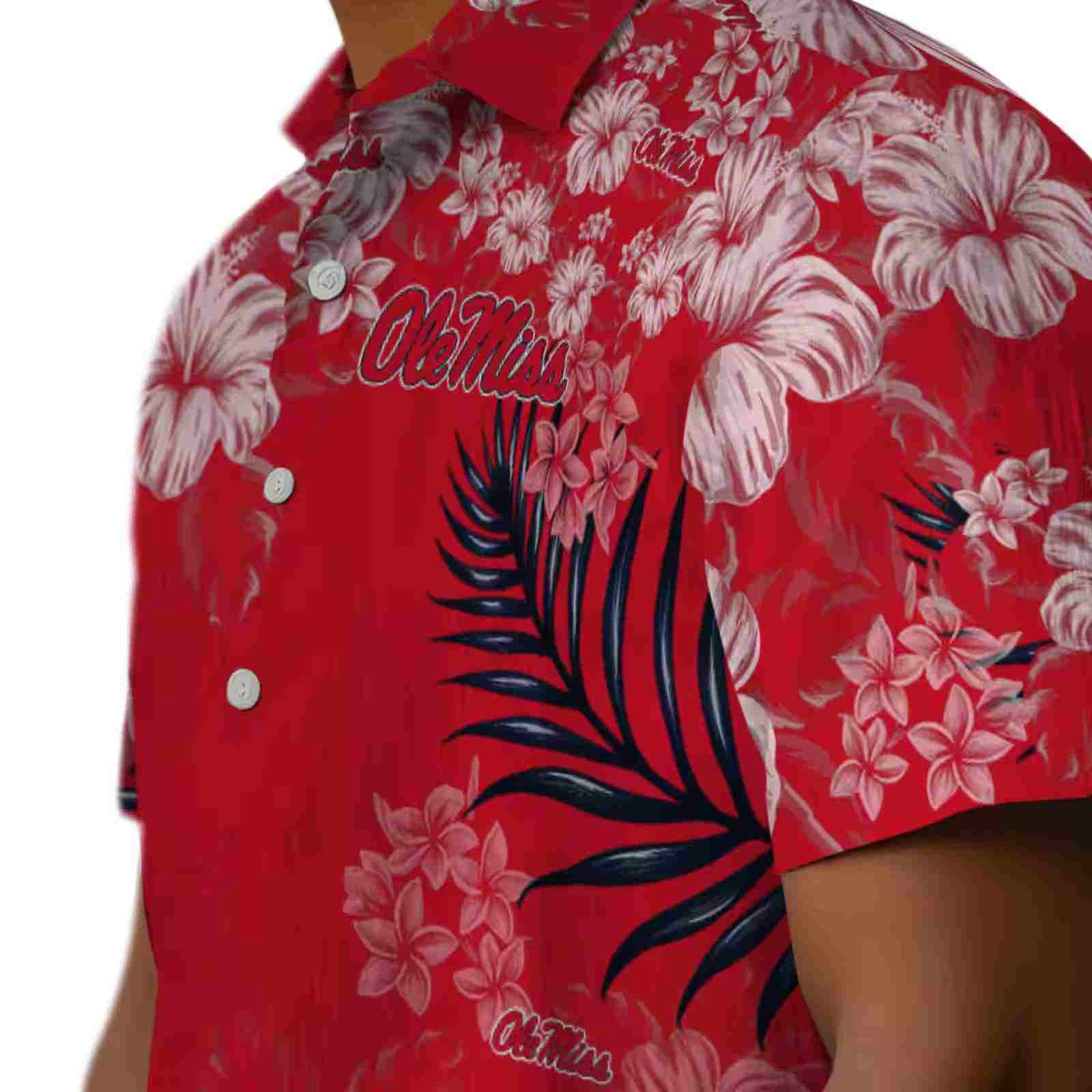 ole miss rebels hibiscus print red hawaiian shirt trendy