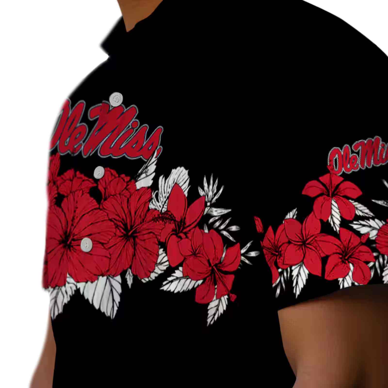 ole miss rebels hibiscus stripe red black hawaiian shirt trendy