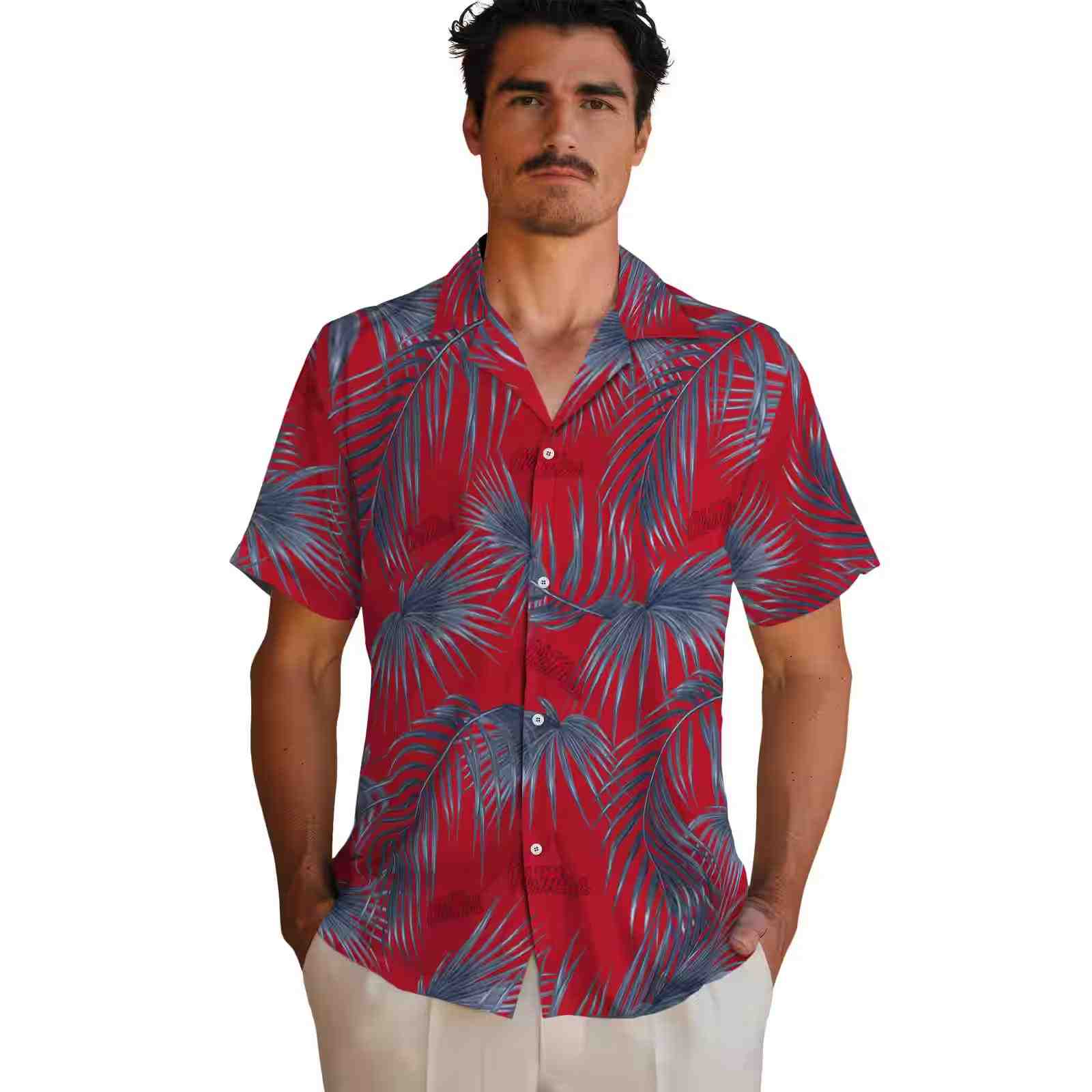 ole miss rebels leafy palms red hawaiian shirt fashion forward