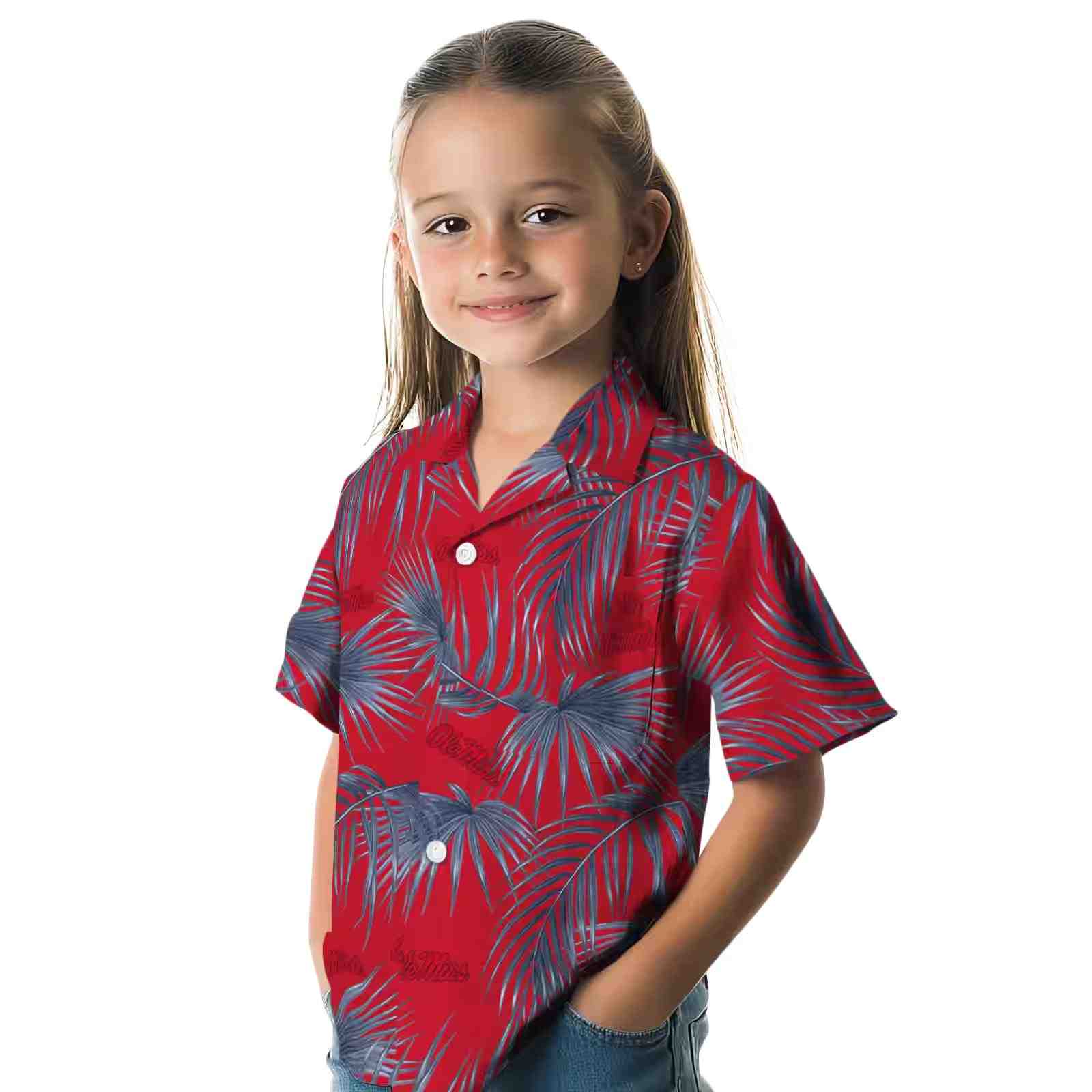 ole miss rebels leafy palms red hawaiian shirt premium grade