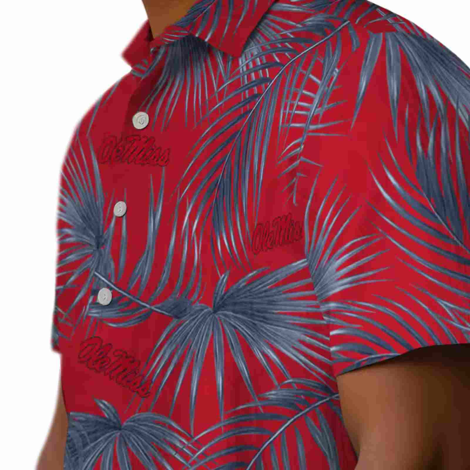 ole miss rebels leafy palms red hawaiian shirt trendy