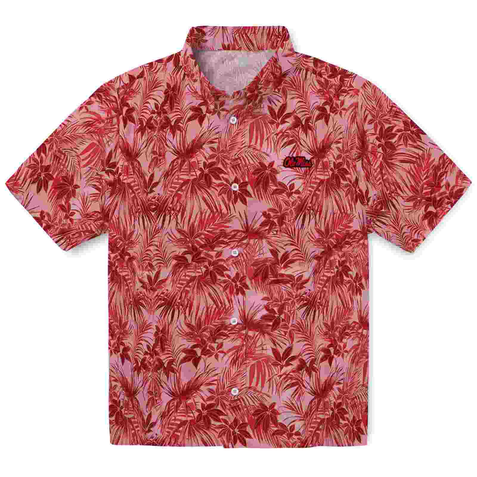 Ole Miss Rebels Leafy Pattern Red Hawaiian Shirt