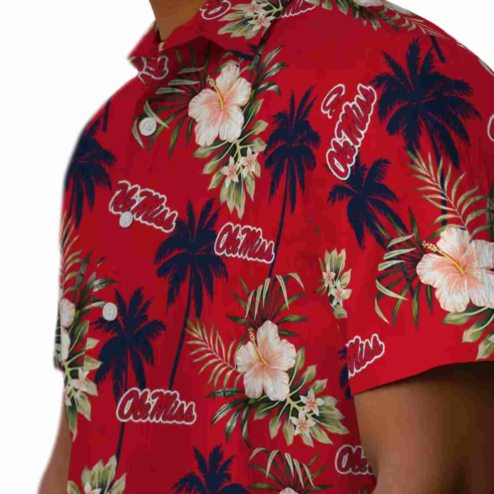 ole miss rebels palm tree flower red hawaiian shirt trendy