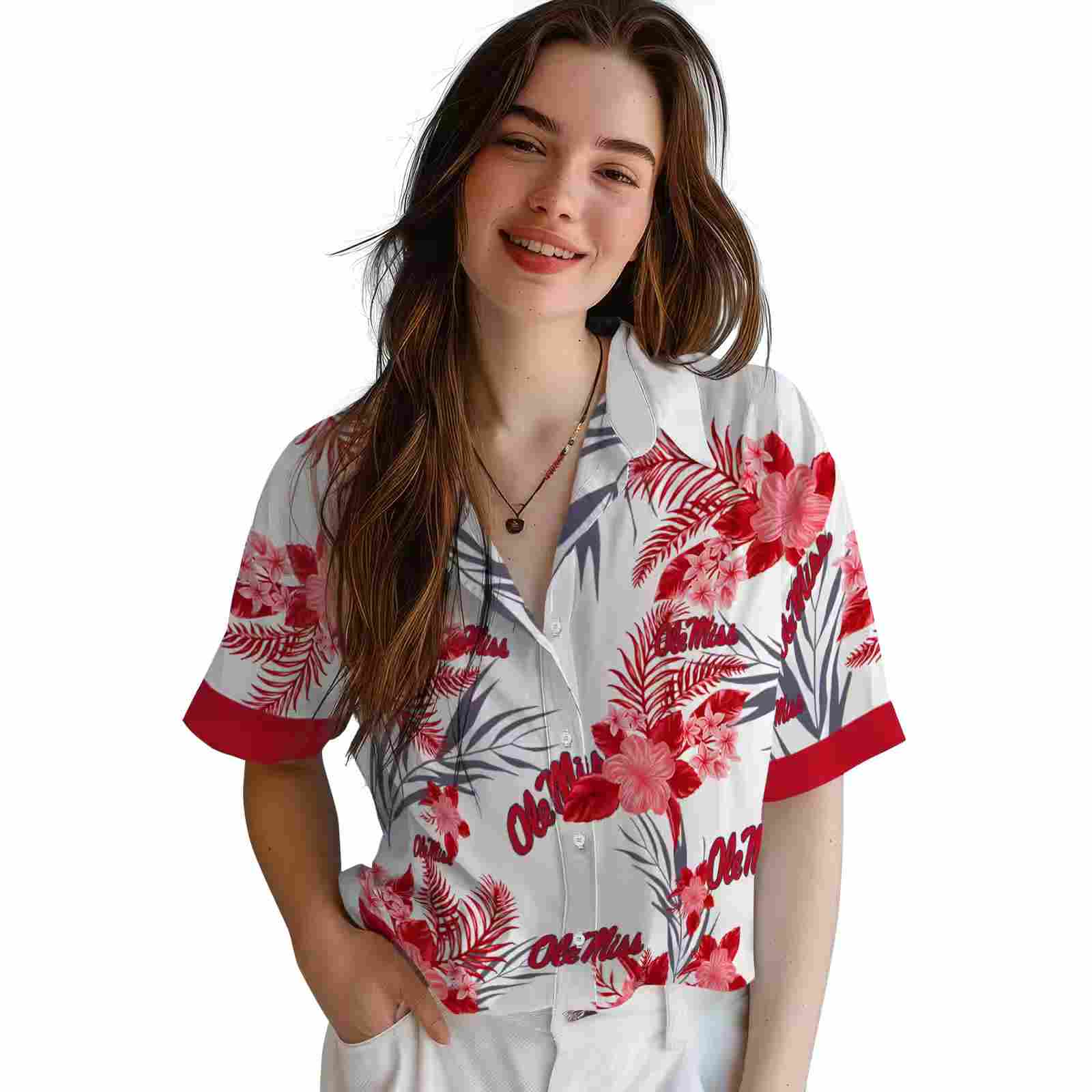 ole miss rebels patriotic hibiscus design red white hawaiian shirt latest model