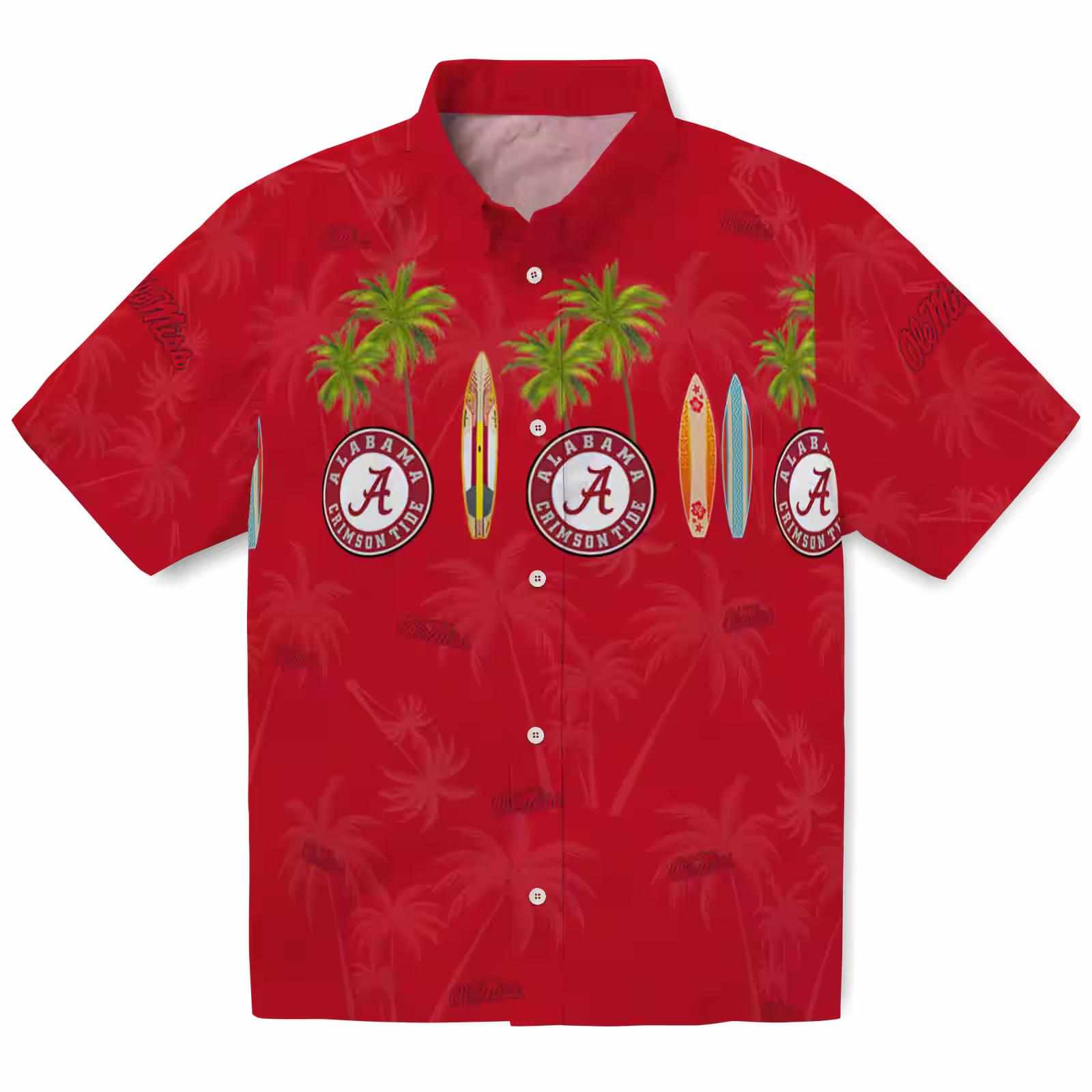 Ole Miss Rebels Surfboard Palm Red Hawaiian Shirt