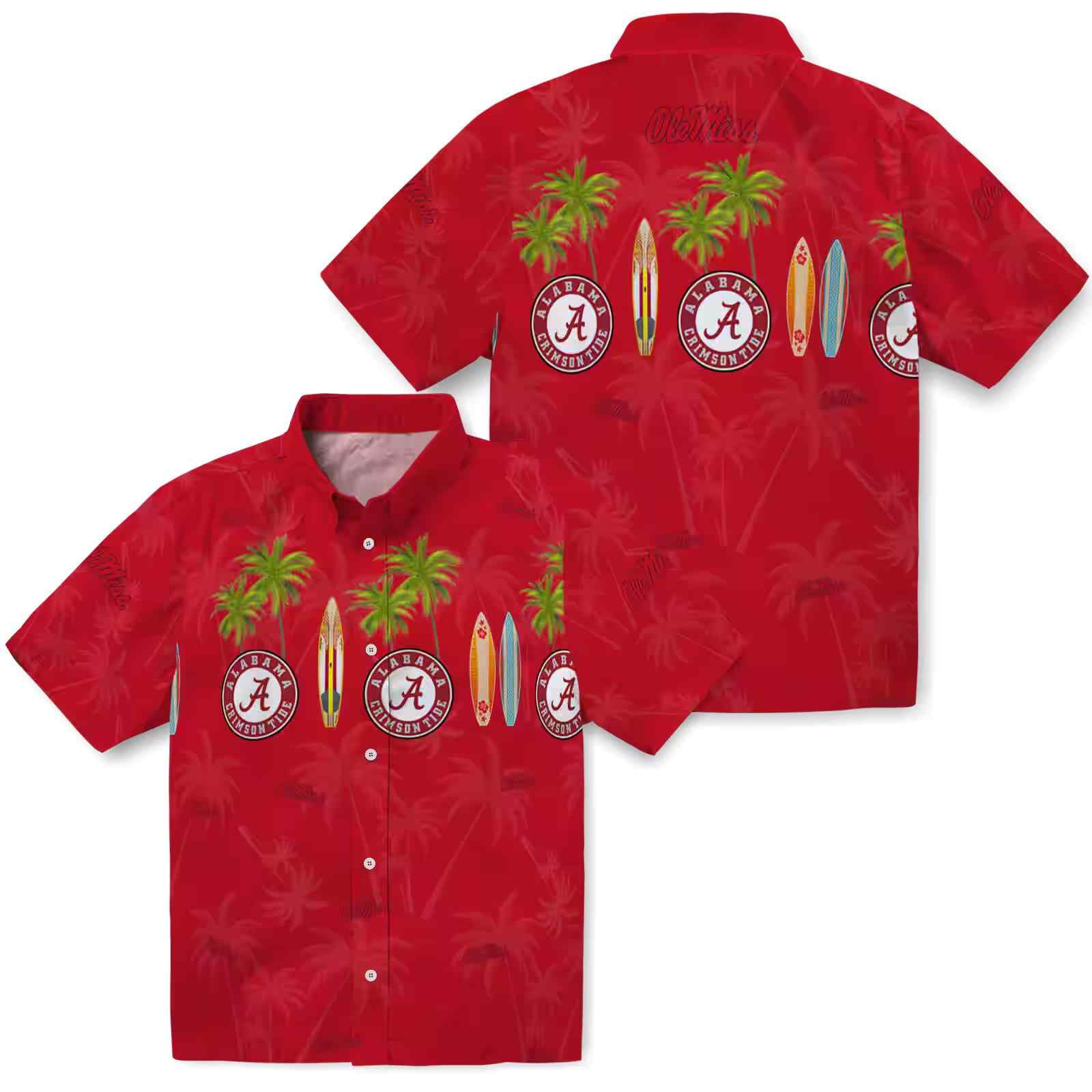 ole miss rebels surfboard palm red hawaiian shirt high quality