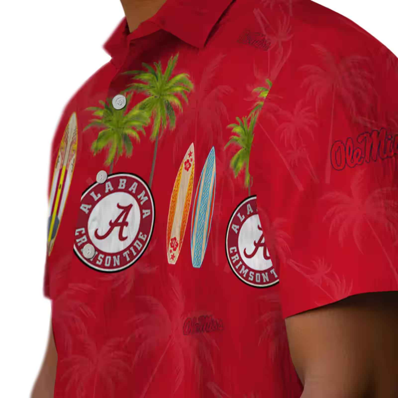 ole miss rebels surfboard palm red hawaiian shirt trendy