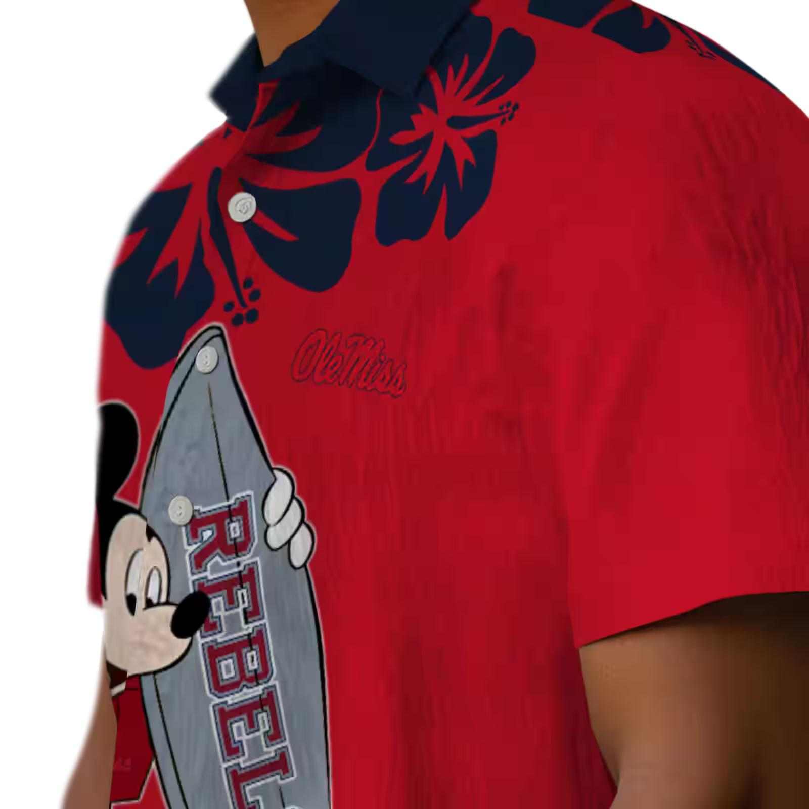 ole miss rebels surfing mickey red hawaiian shirt trendy