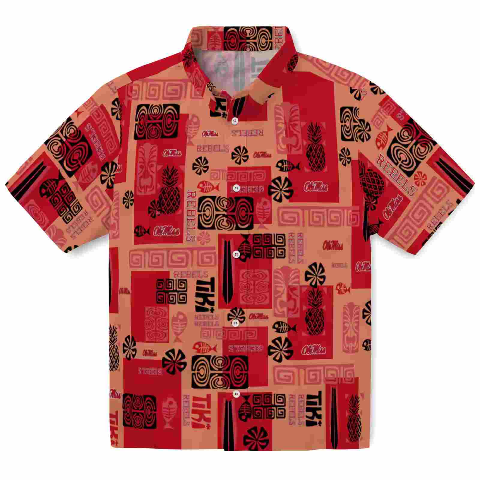 Ole Miss Rebels Tribal Symbols Red Hawaiian Shirt