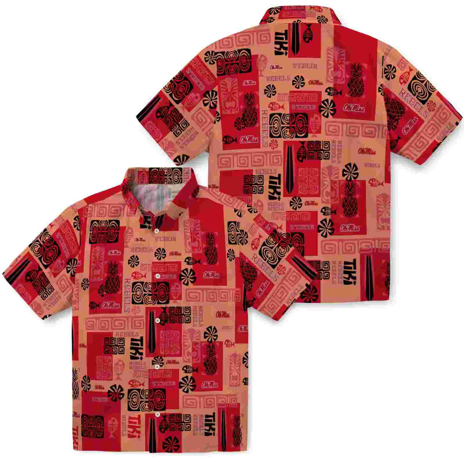 ole miss rebels tribal symbols red hawaiian shirt high quality