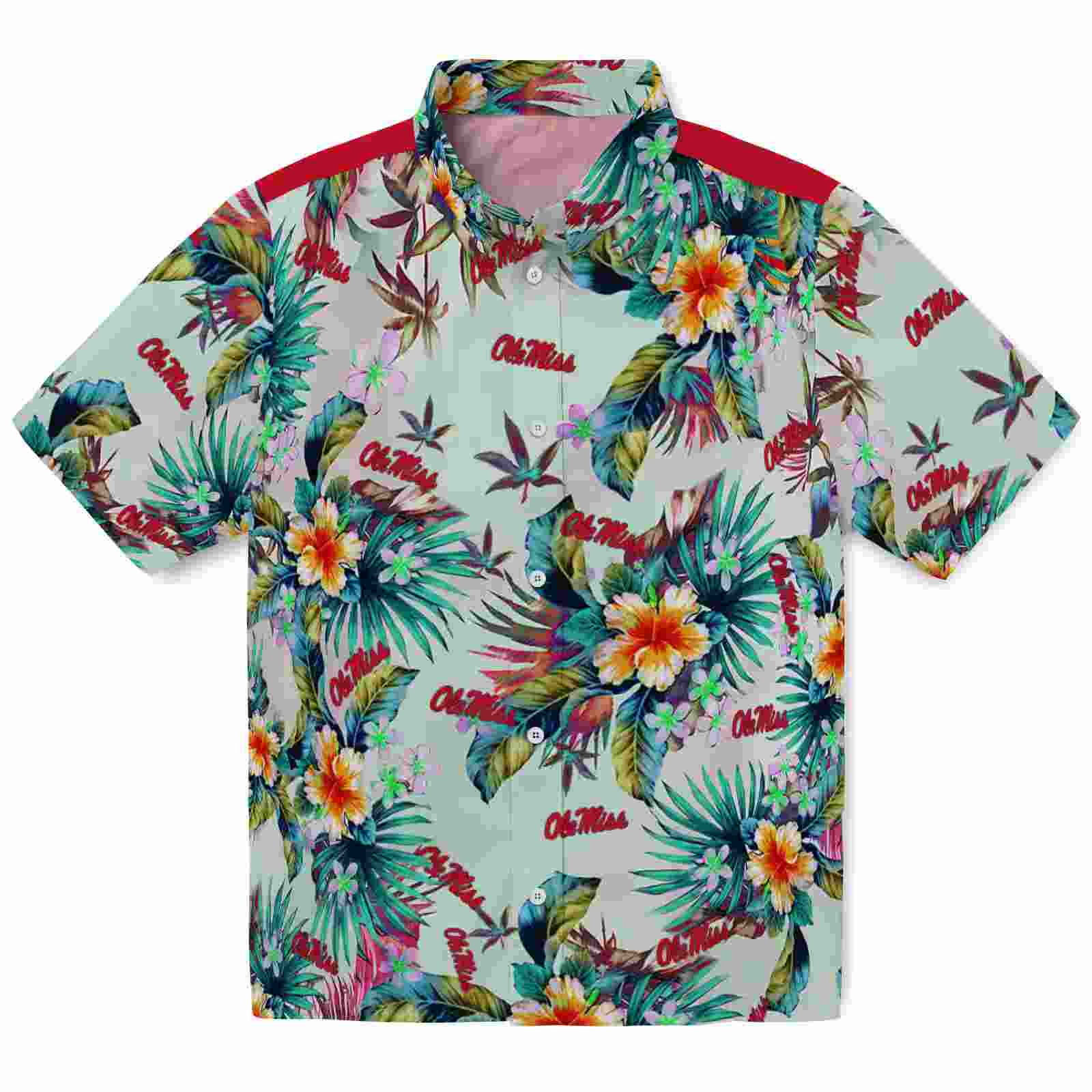 Ole Miss Rebels Tropical Foliage Green Hawaiian Shirt