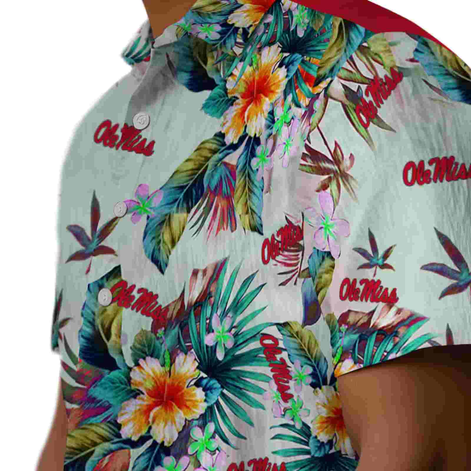 ole miss rebels tropical foliage green hawaiian shirt trendy