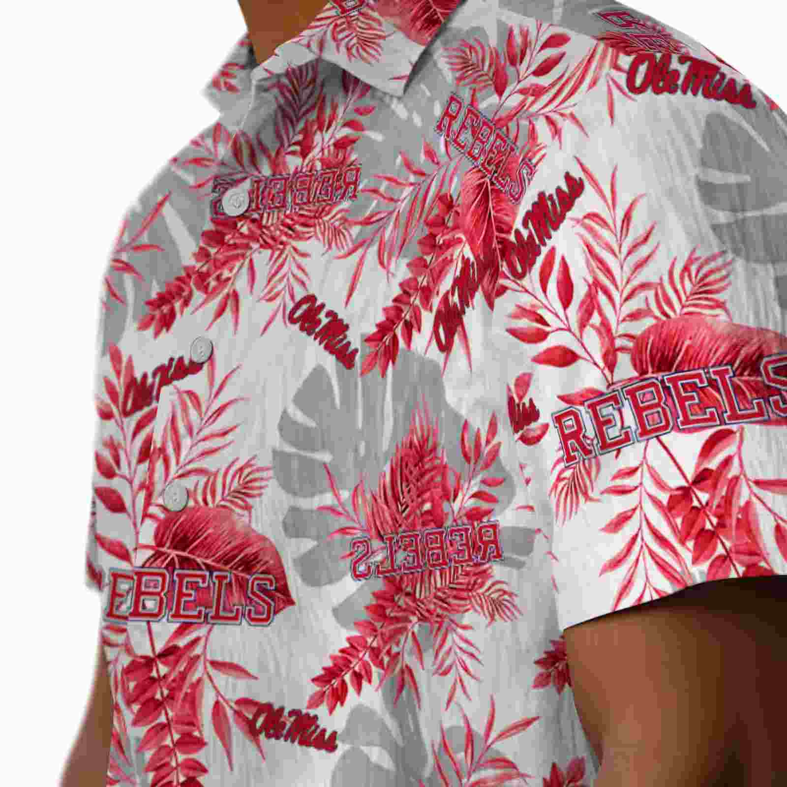 ole miss rebels tropical leaves red white hawaiian shirt trendy