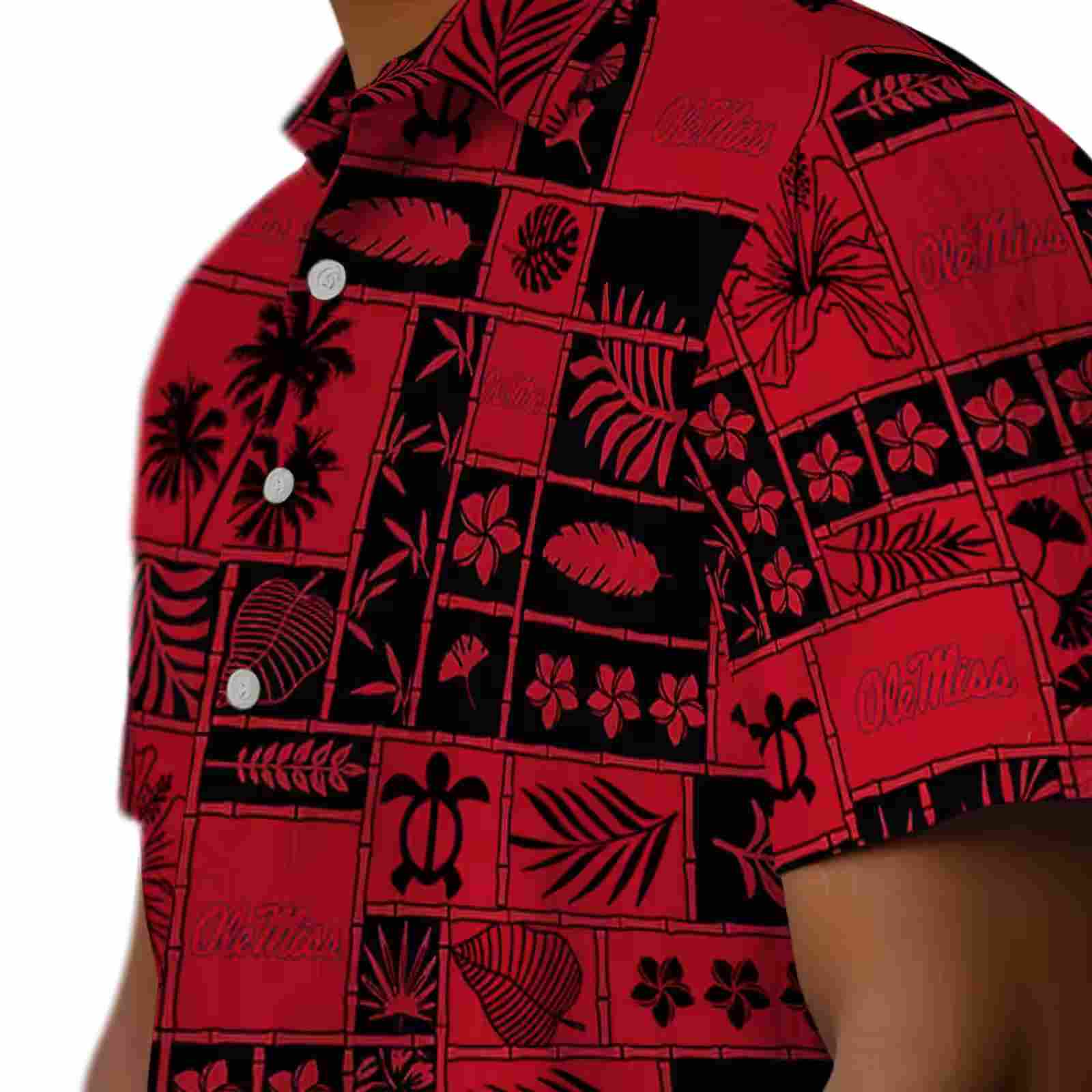 ole miss rebels tropical patchwork red black hawaiian shirt trendy