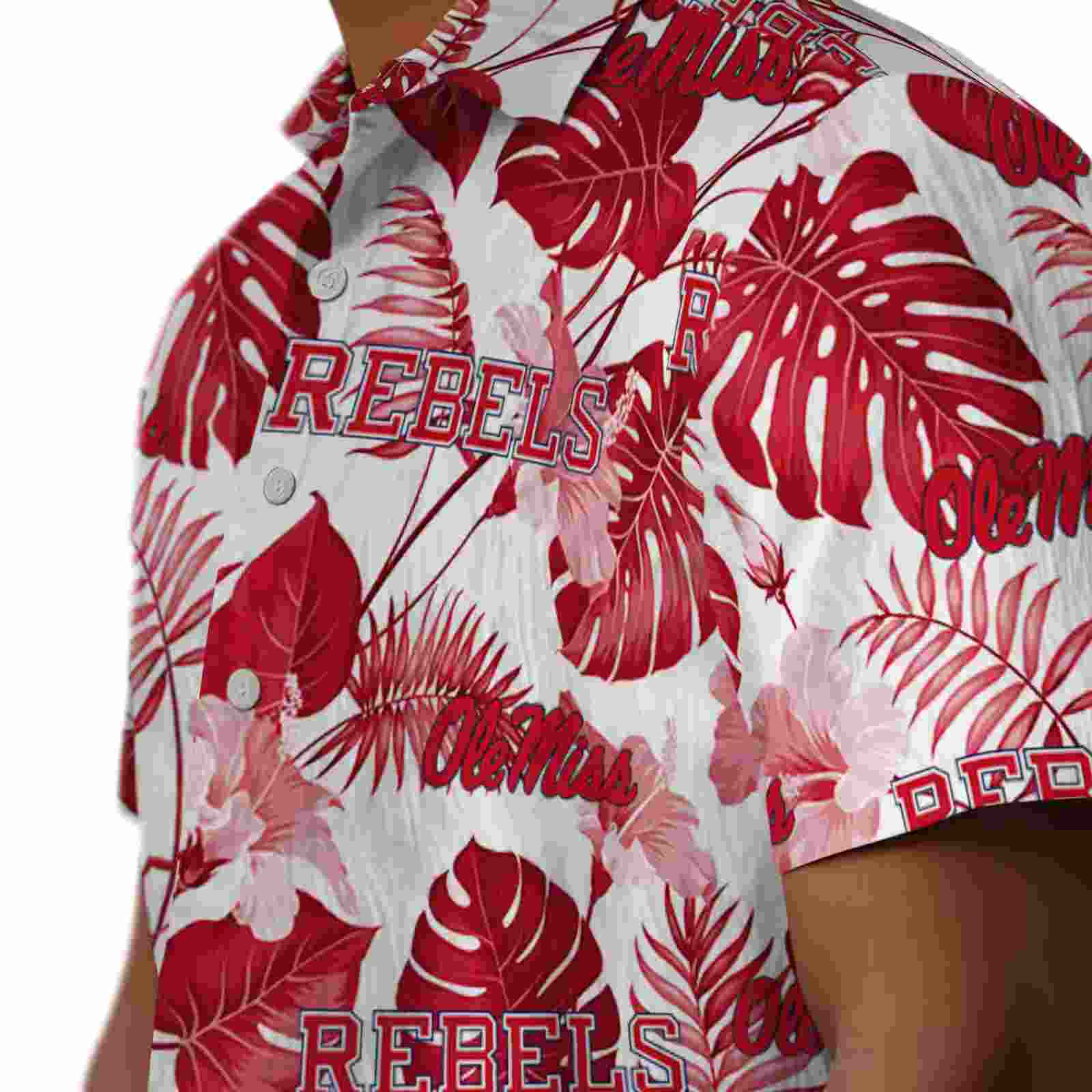 ole miss rebels tropical plants red white hawaiian shirt trendy