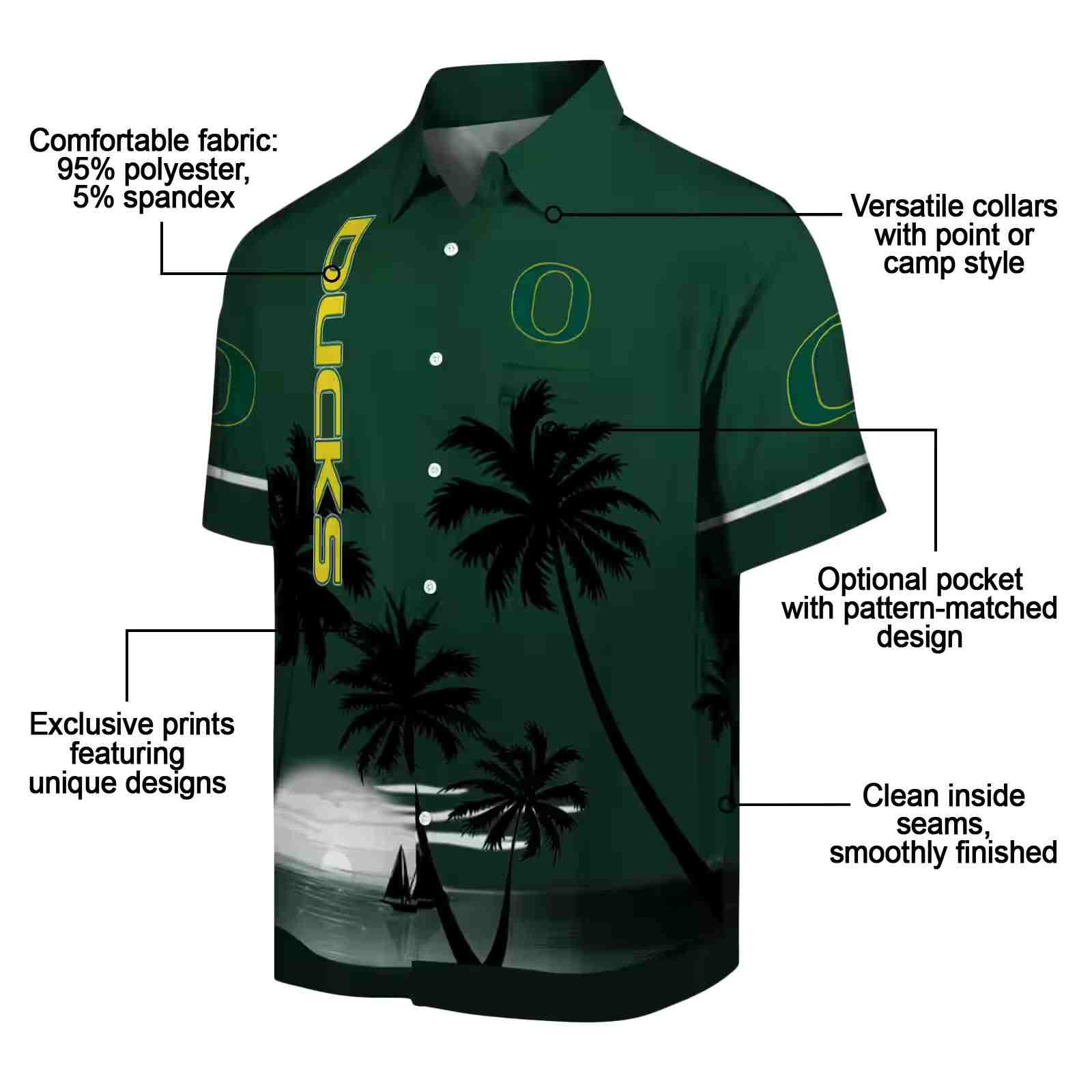 oregon ducks beach sunset green black hawaiian shirt new arrival