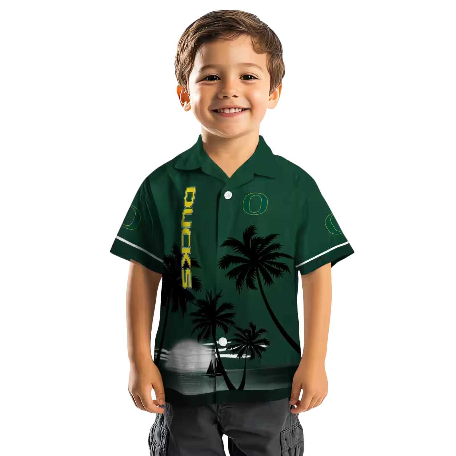 oregon ducks beach sunset green black hawaiian shirt top rated