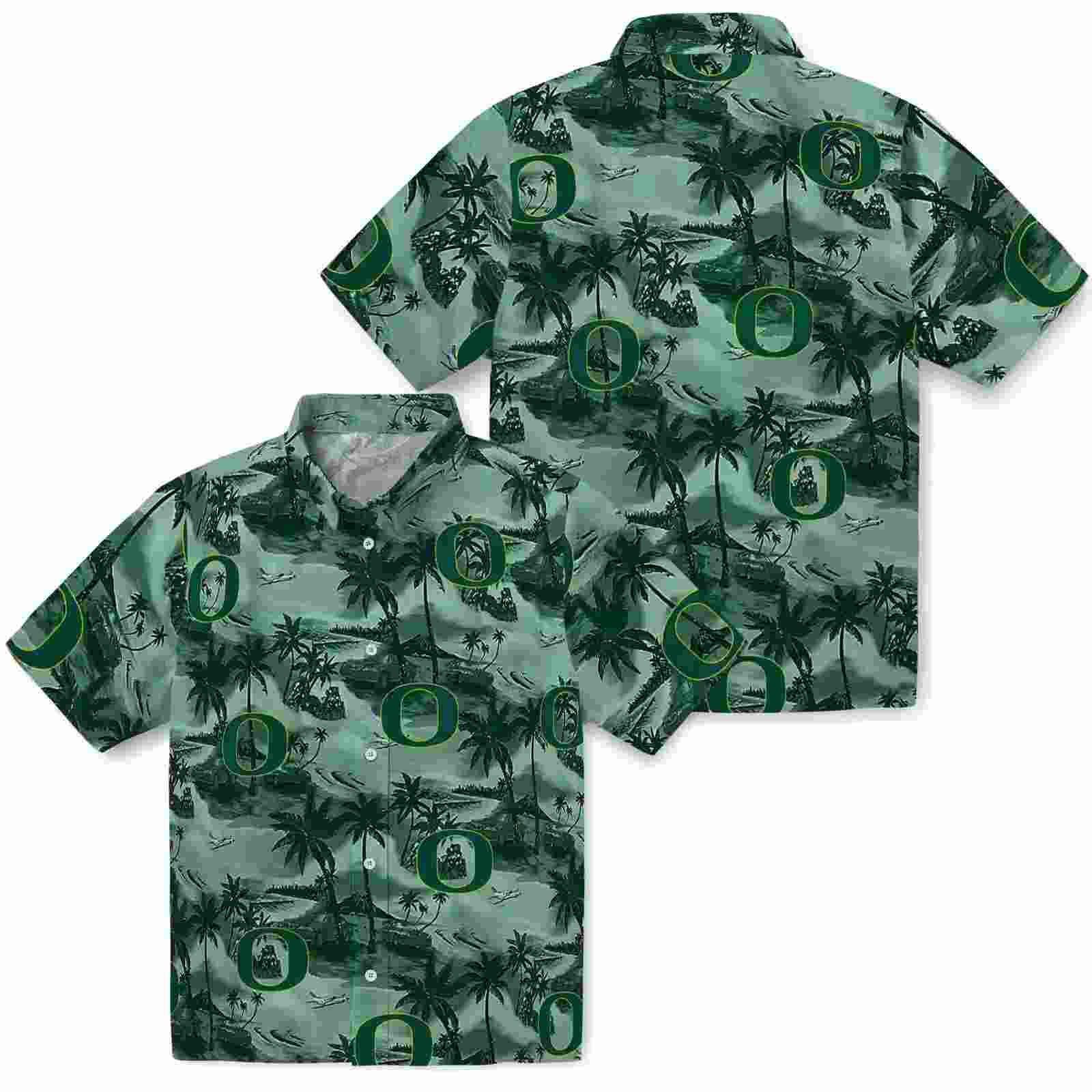 oregon ducks coastal palms green hawaiian shirt high quality