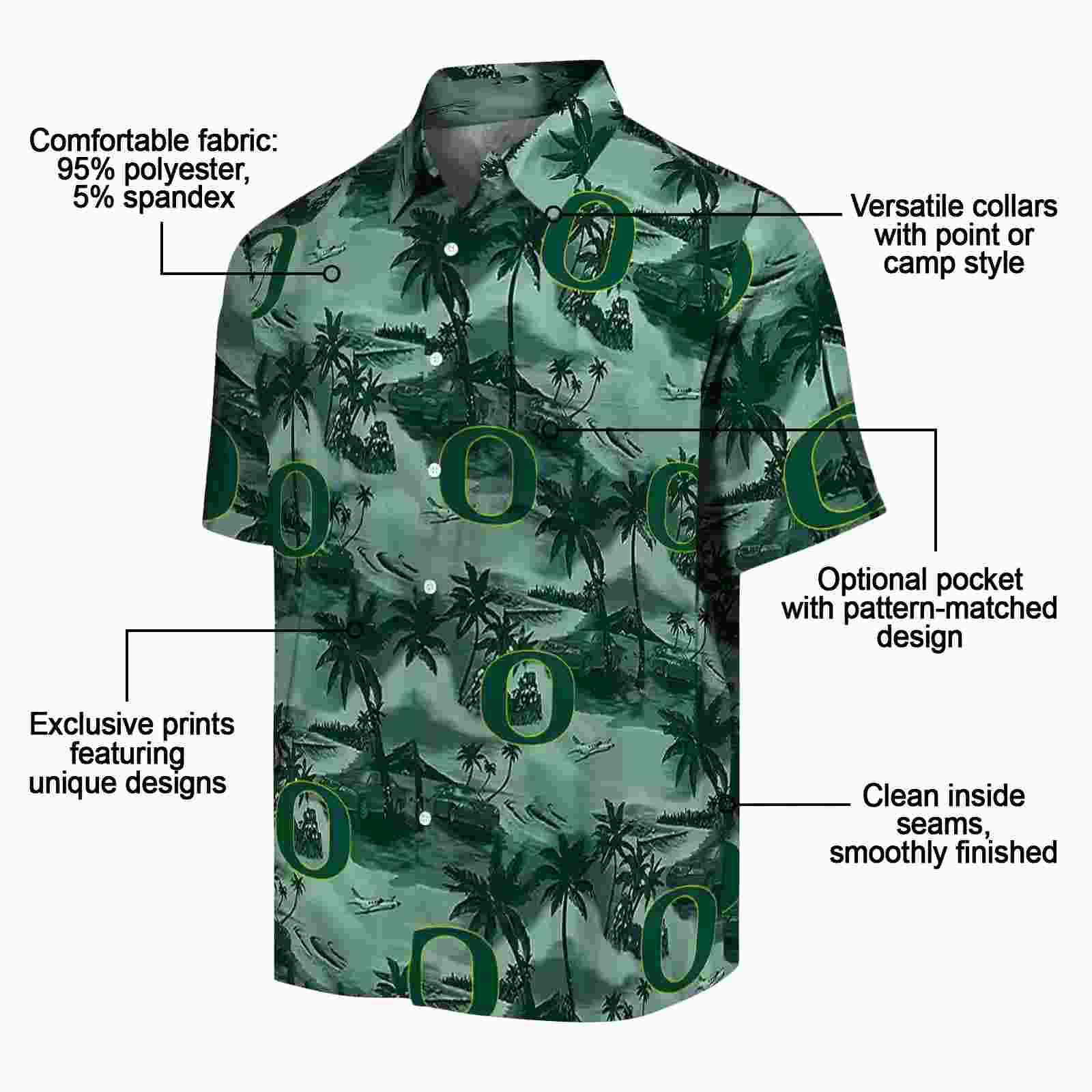 oregon ducks coastal palms green hawaiian shirt new arrival