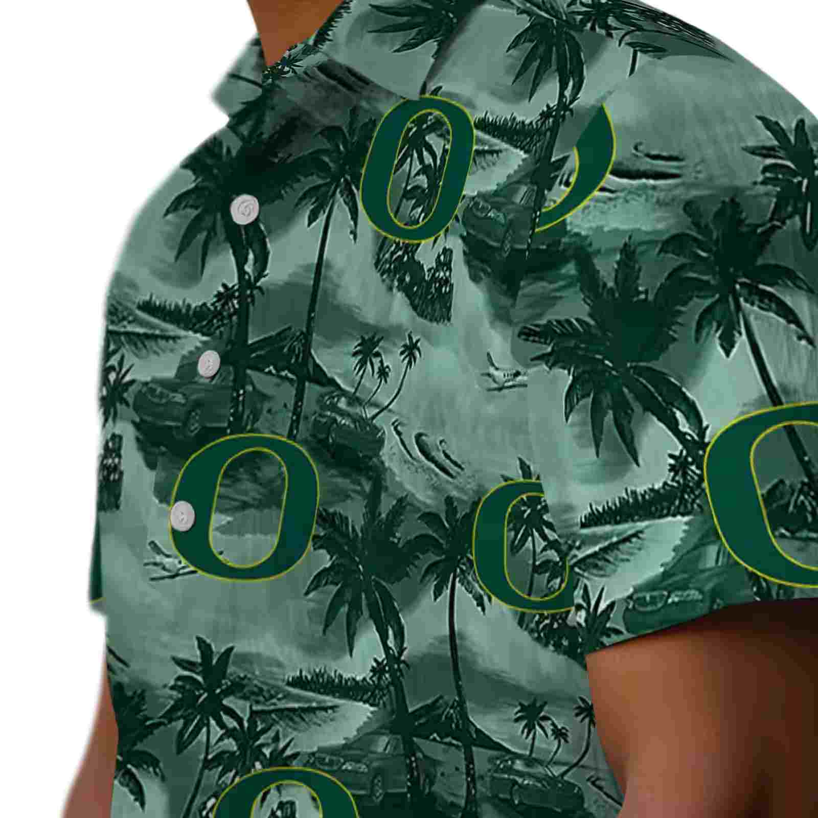 oregon ducks coastal palms green hawaiian shirt trendy