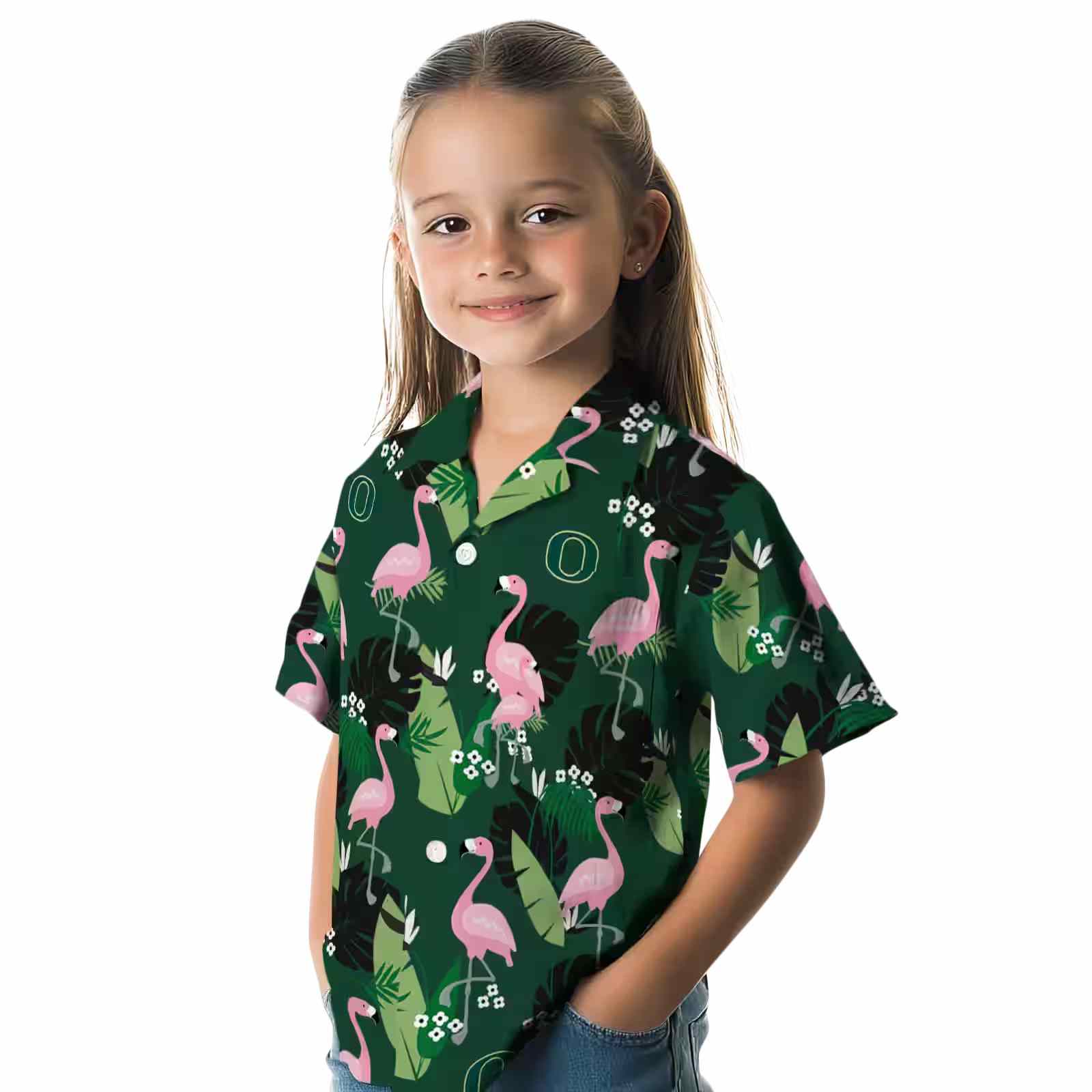 oregon ducks flamingo leaf motif green hawaiian shirt premium grade