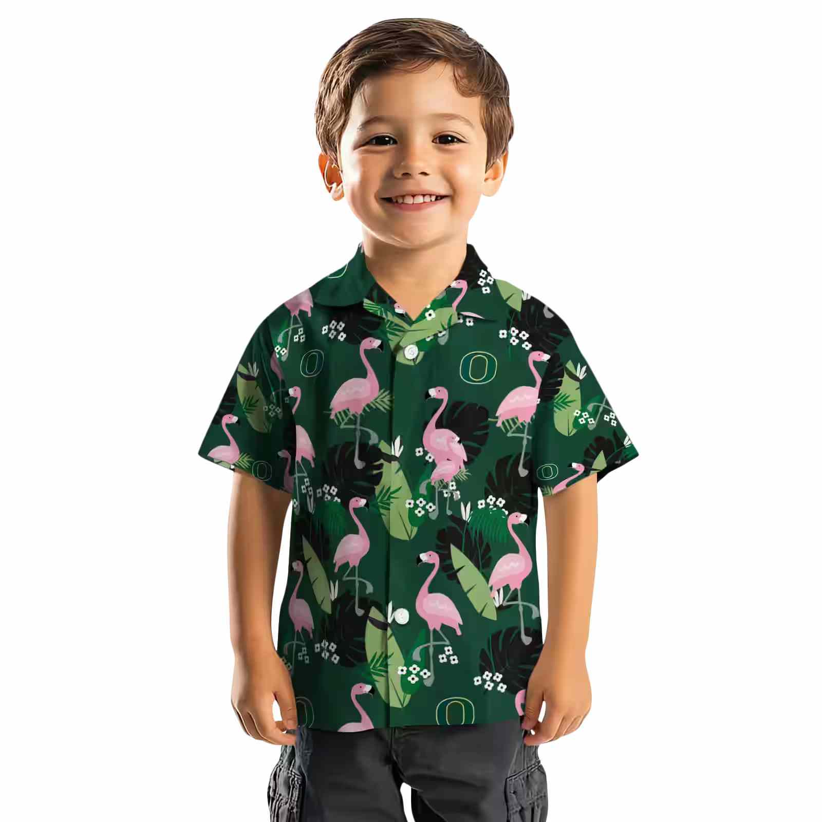 oregon ducks flamingo leaf motif green hawaiian shirt top rated