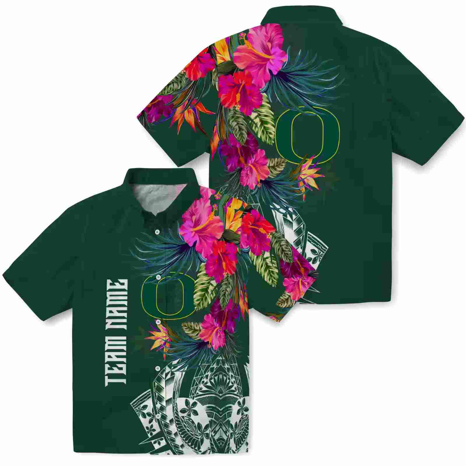 oregon ducks floral polynesian green hawaiian shirt high quality