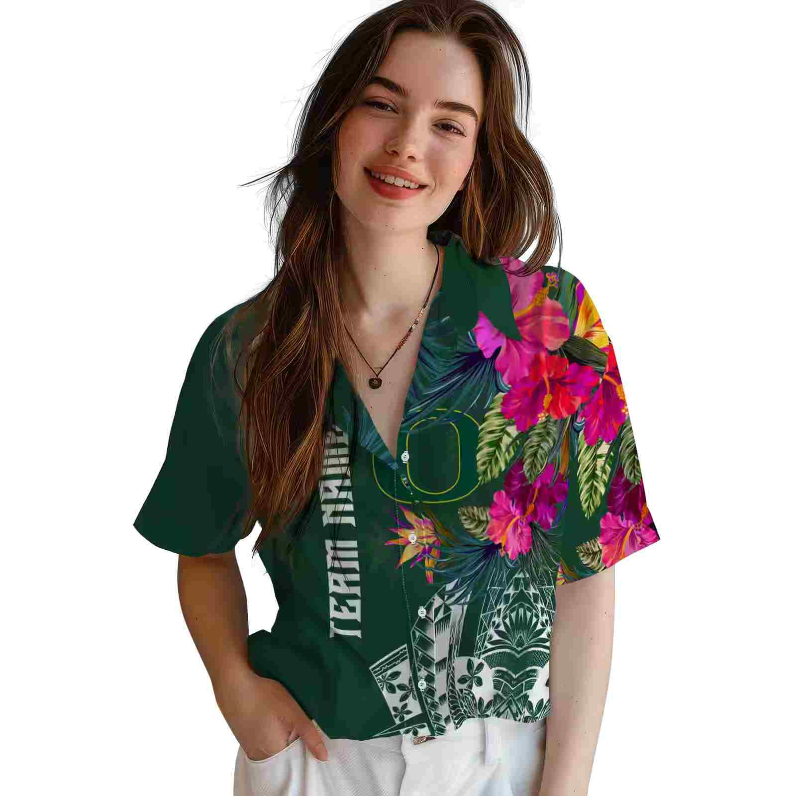 oregon ducks floral polynesian green hawaiian shirt latest model