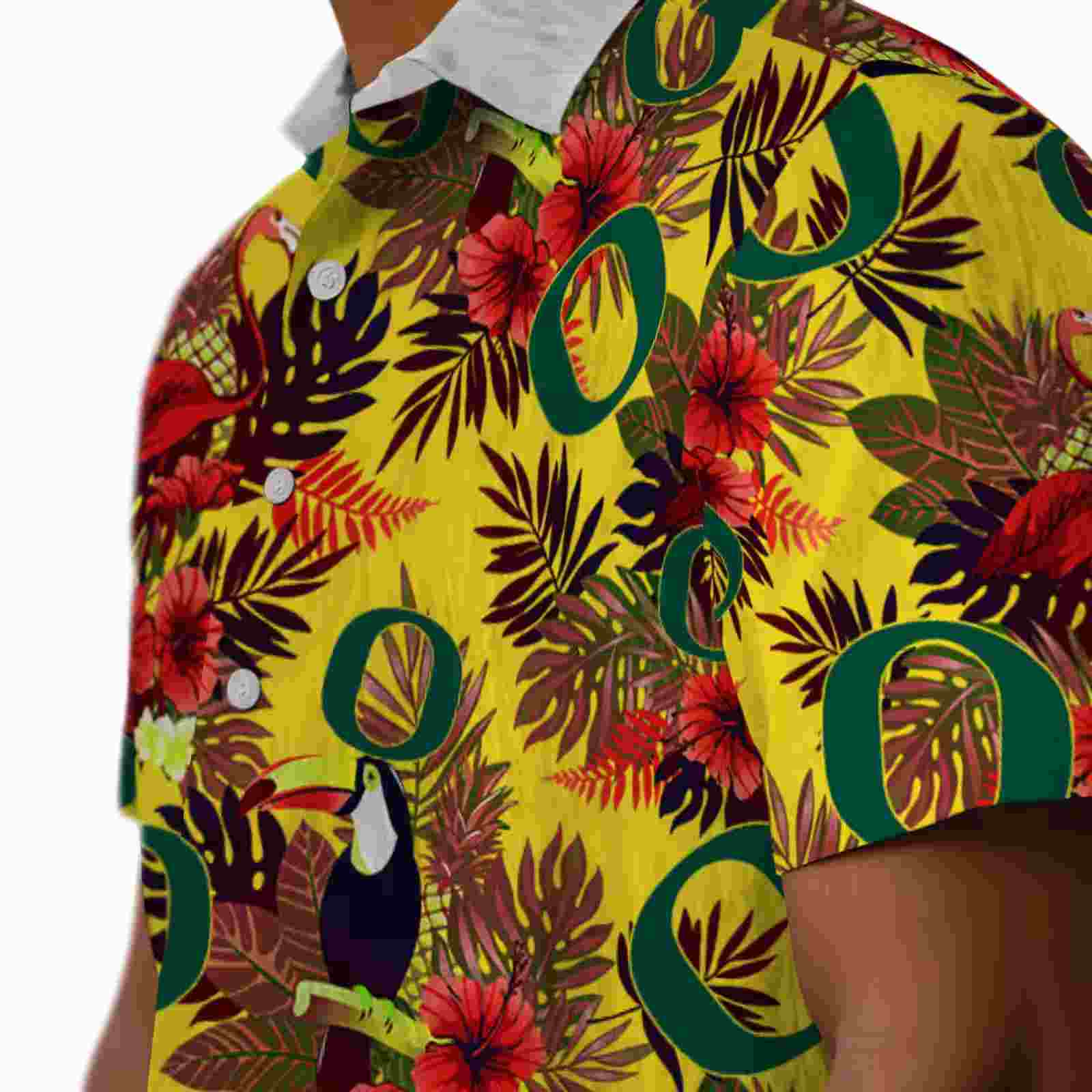 oregon ducks floral toucan green red hawaiian shirt trendy