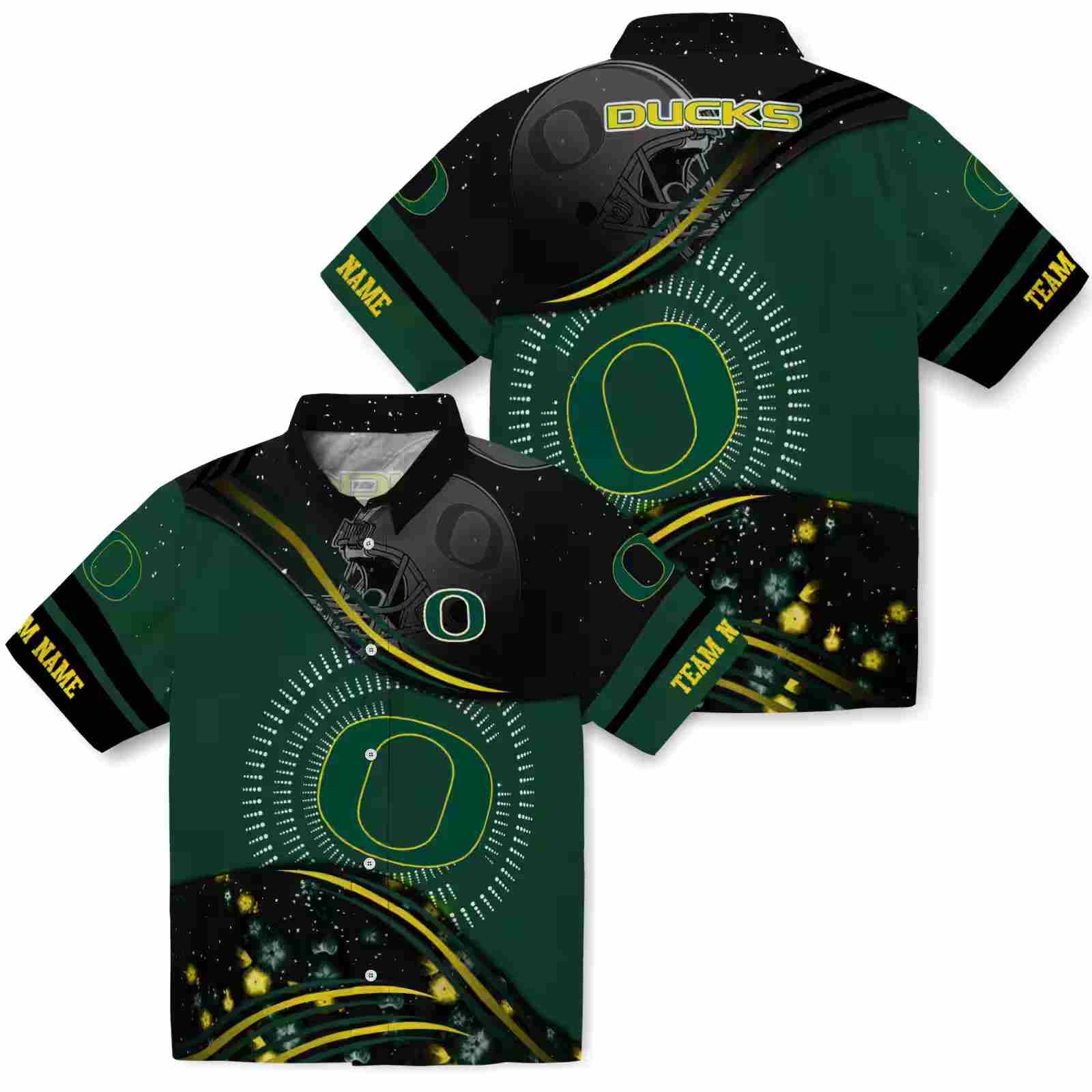 oregon ducks football wave green black hawaiian shirt high quality