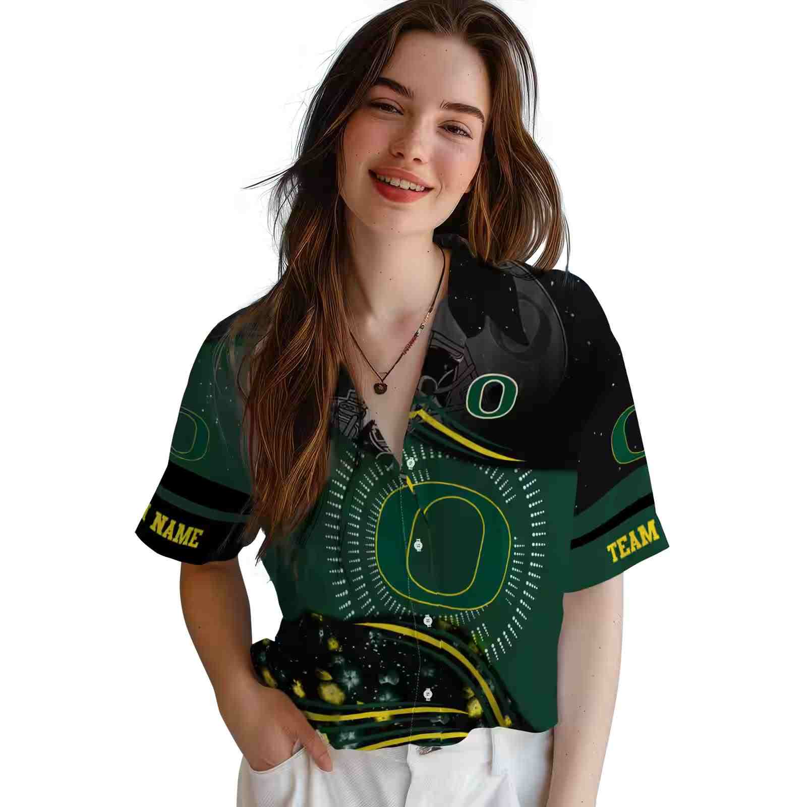 oregon ducks football wave green black hawaiian shirt latest model