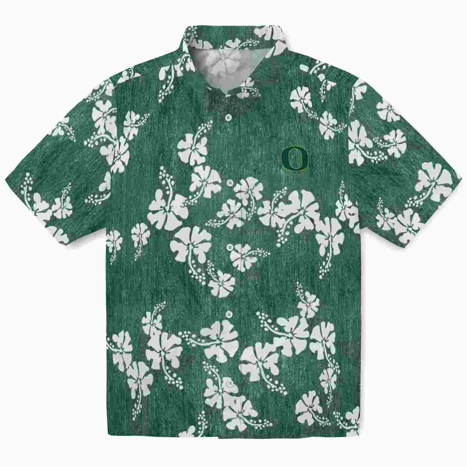 Oregon Ducks Hibiscus Clusters Green Hawaiian Shirt