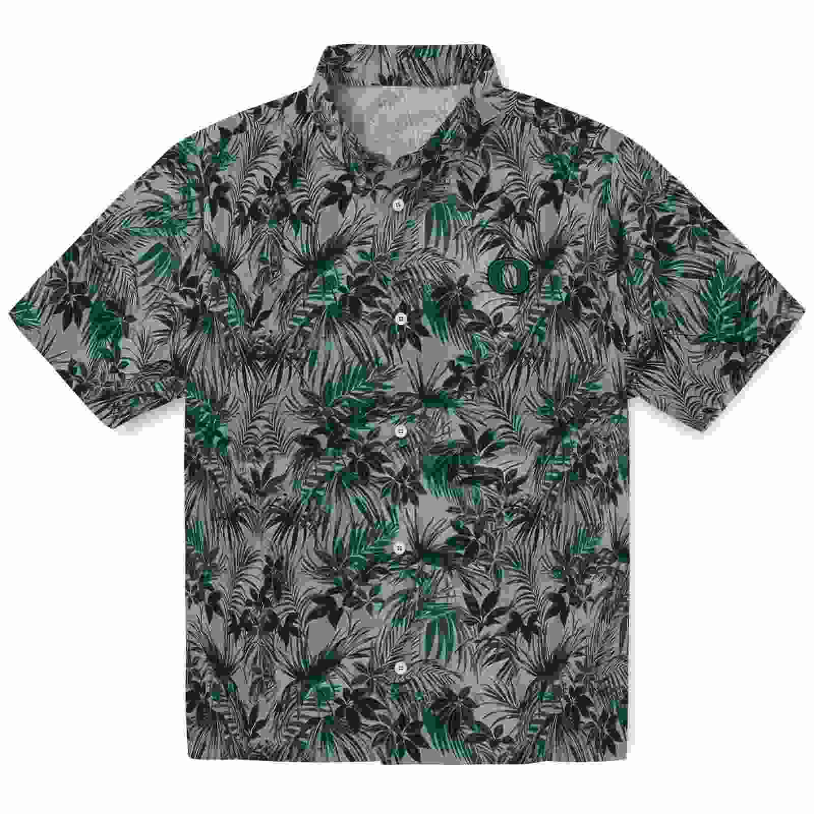 Oregon Ducks Leafy Pattern Green Hawaiian Shirt