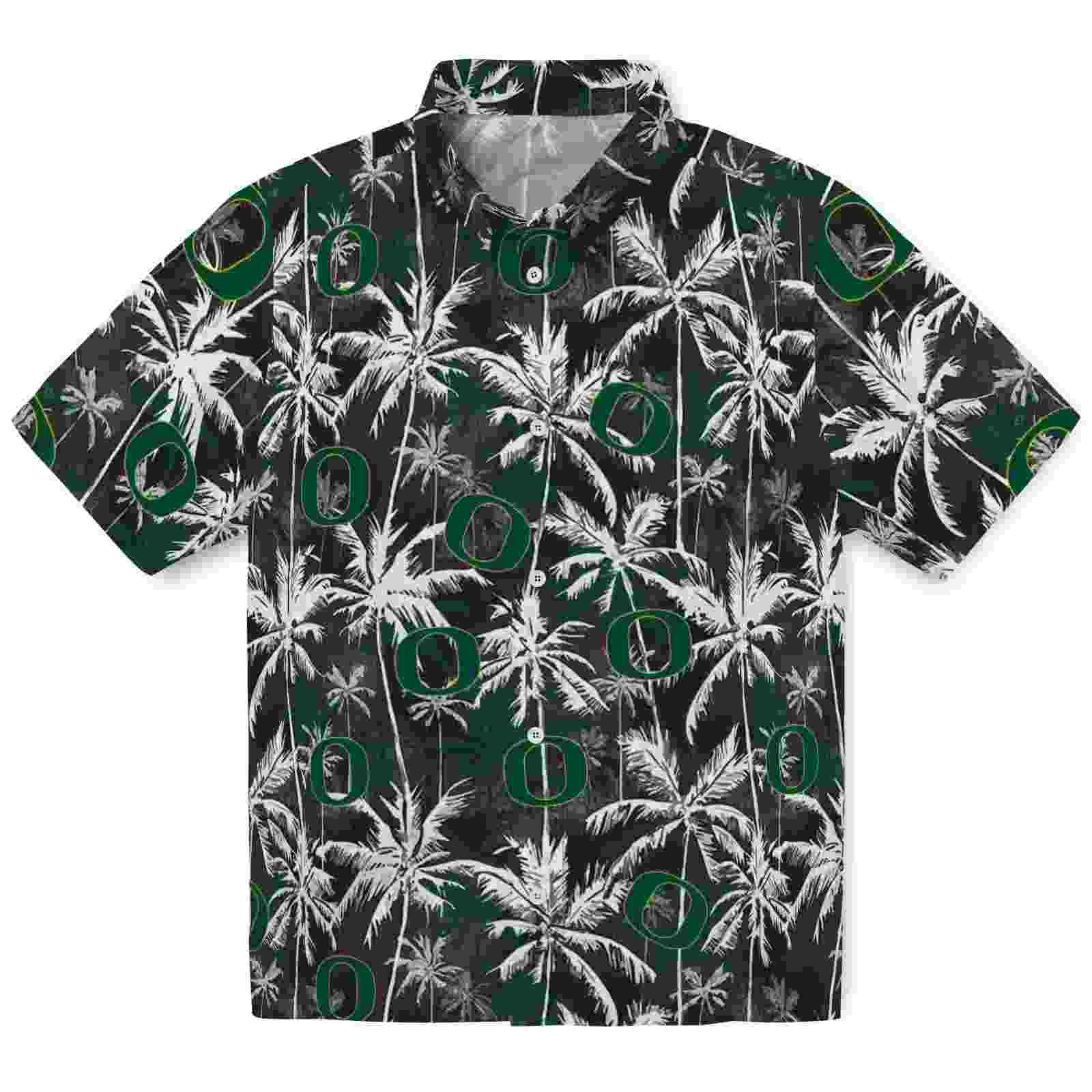 Oregon Ducks Palm Pattern Green Black Hawaiian Shirt