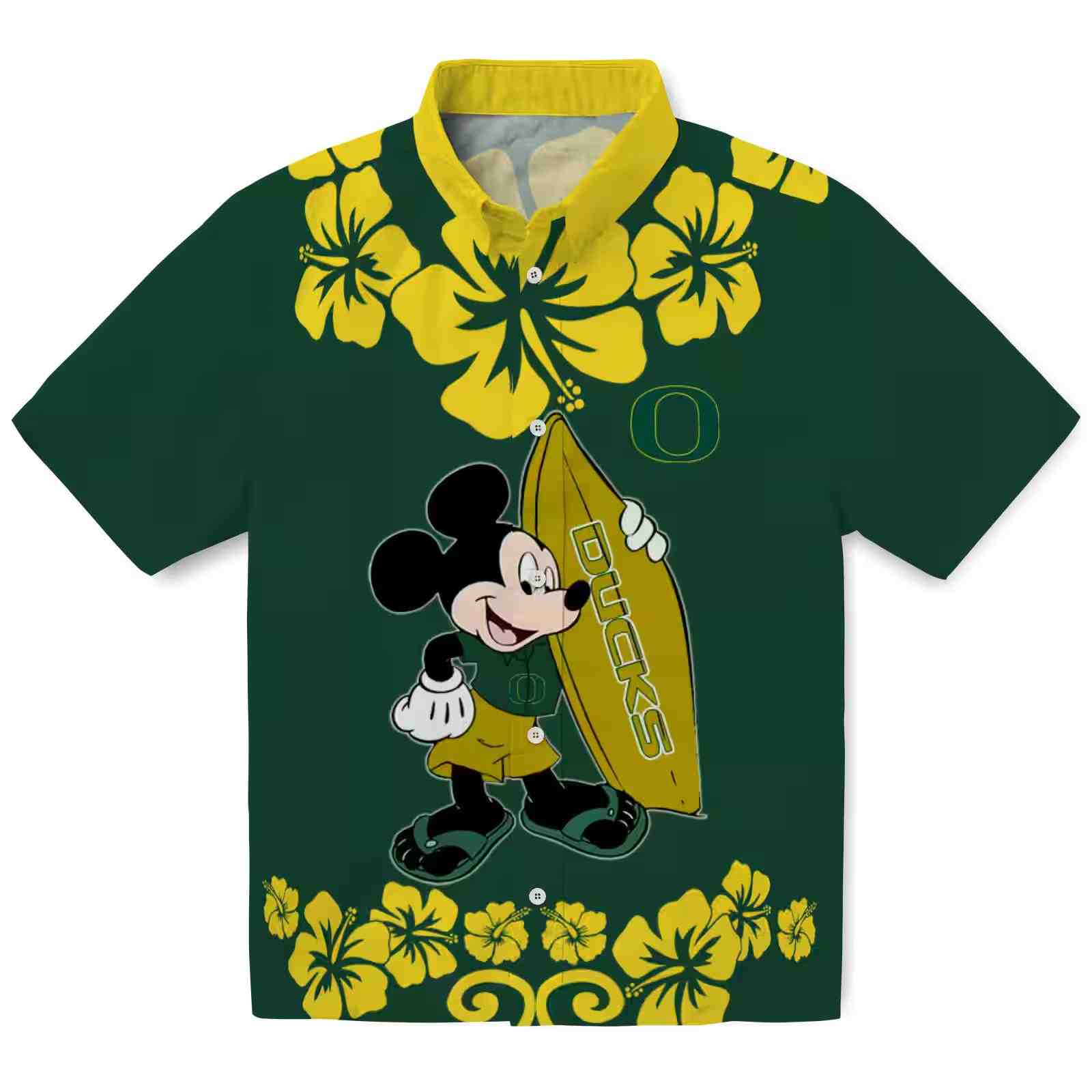 Oregon Ducks Surfing Mickey Green Hawaiian Shirt