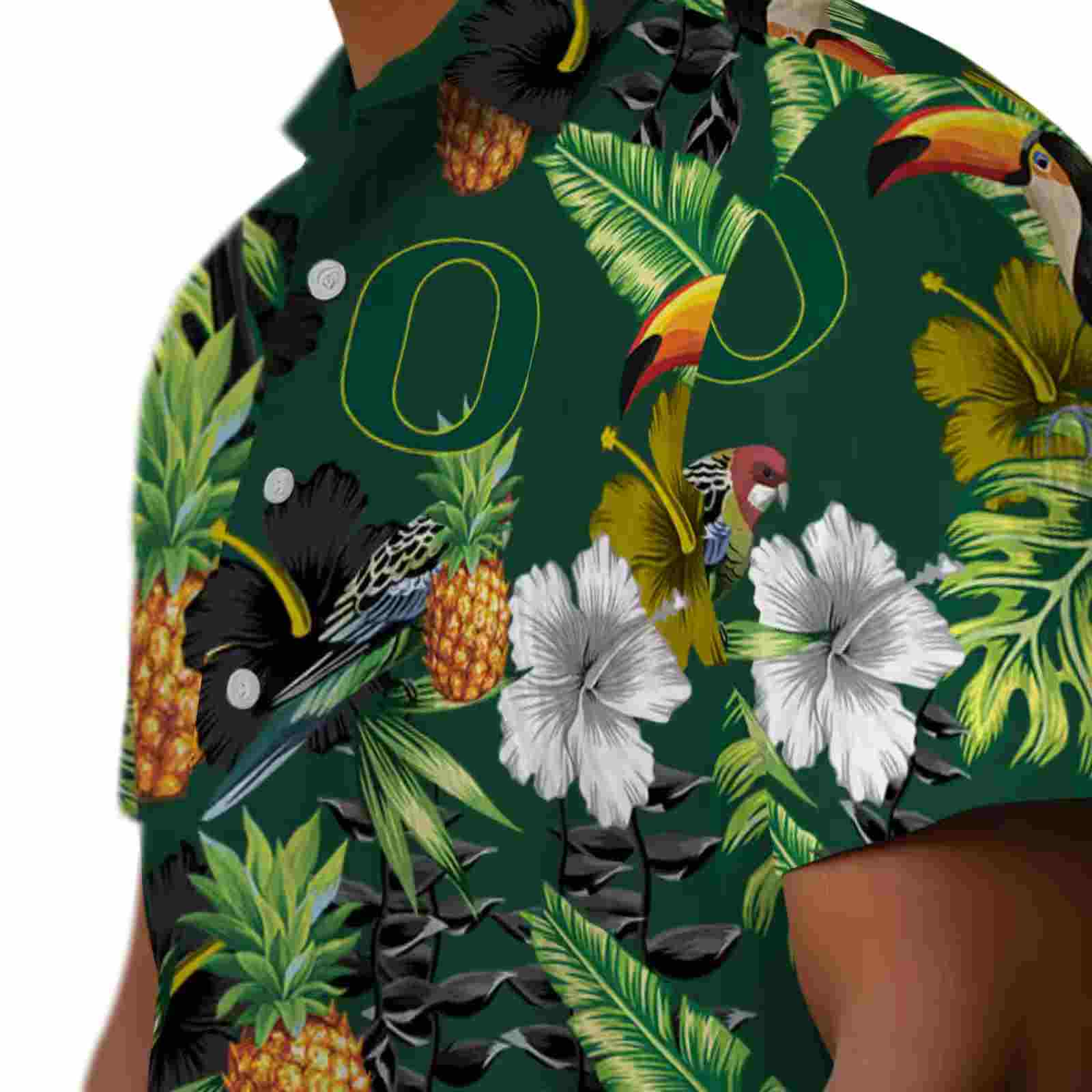 oregon ducks toucan hibiscus pineapple green hawaiian shirt trendy