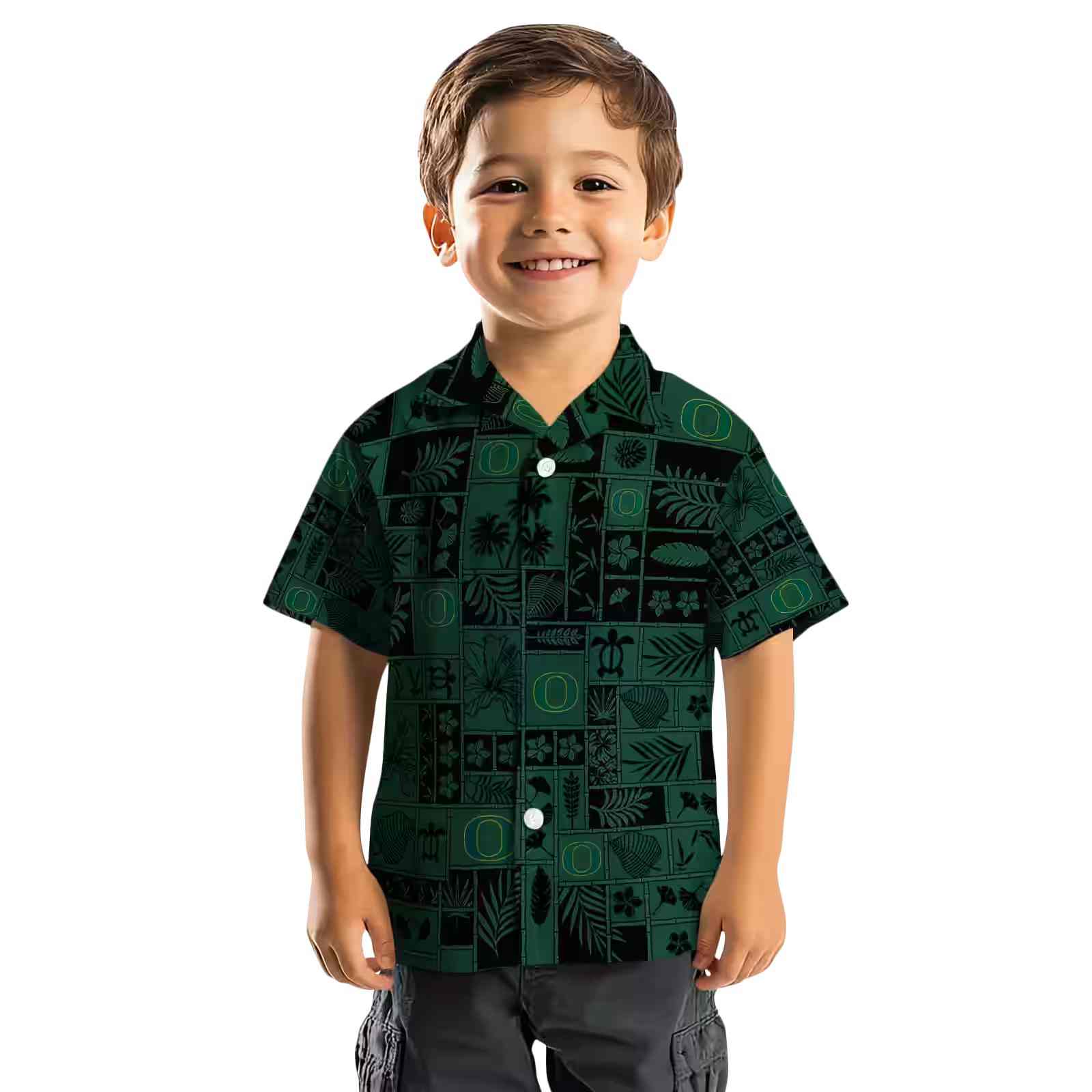 oregon ducks tropical patchwork green black hawaiian shirt top rated