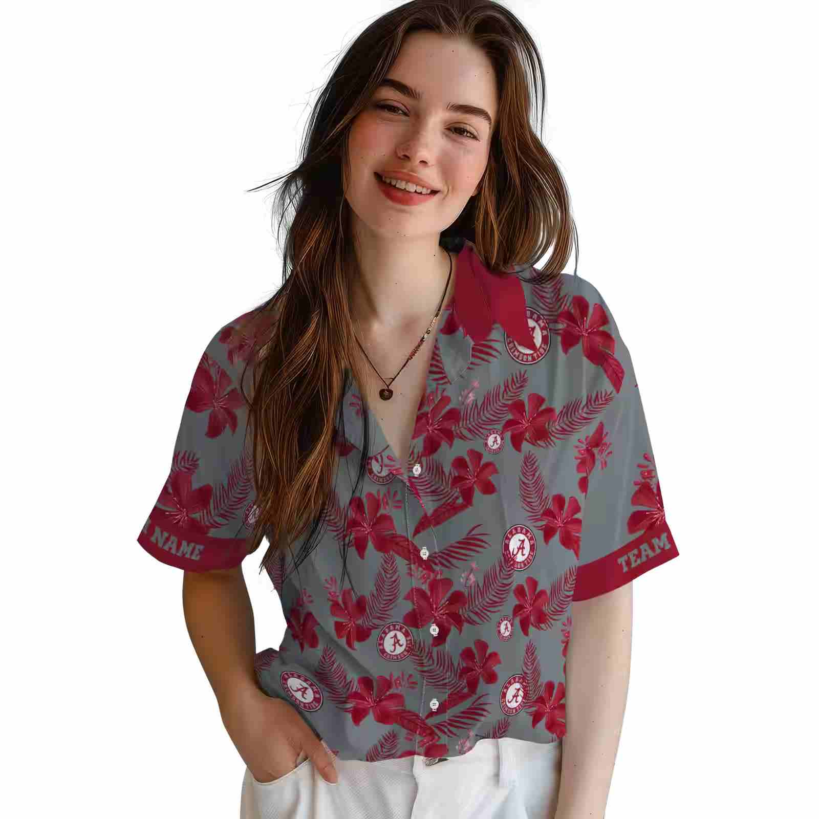 personalized alabama crimson tide botanical print gray hawaiian shirt latest model