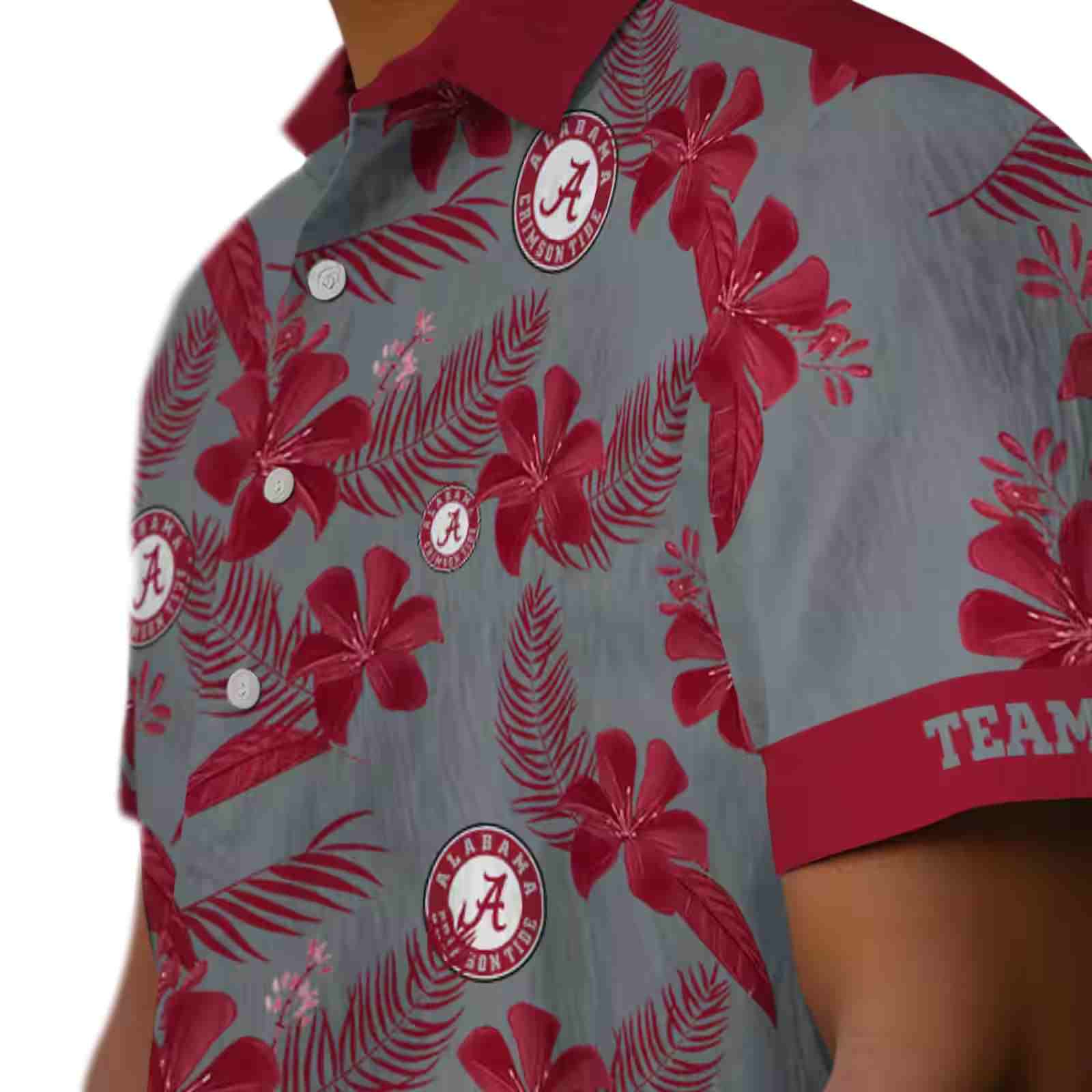 personalized alabama crimson tide botanical print gray hawaiian shirt trendy